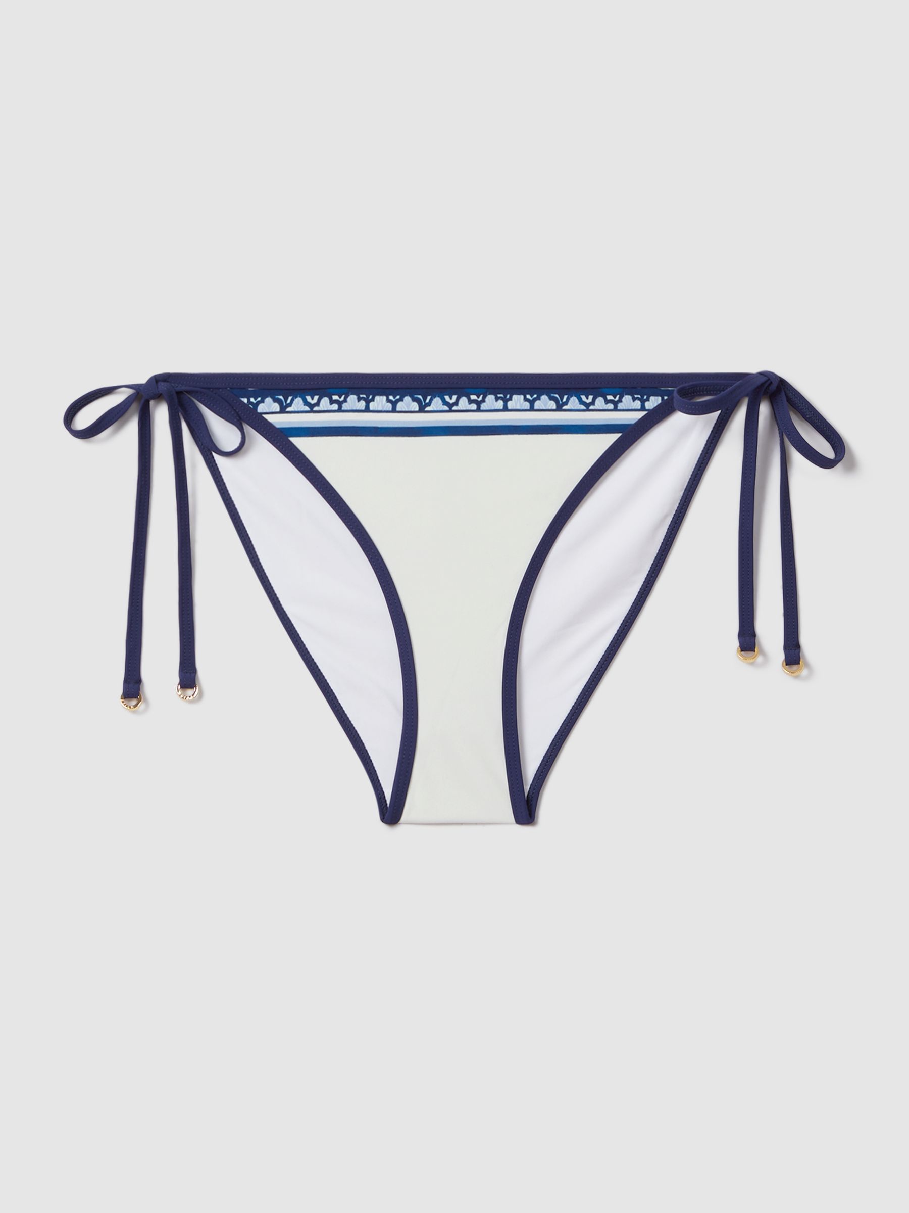 Contrast Trim Bikini Bottoms in Blue Print - Image 2 of 5