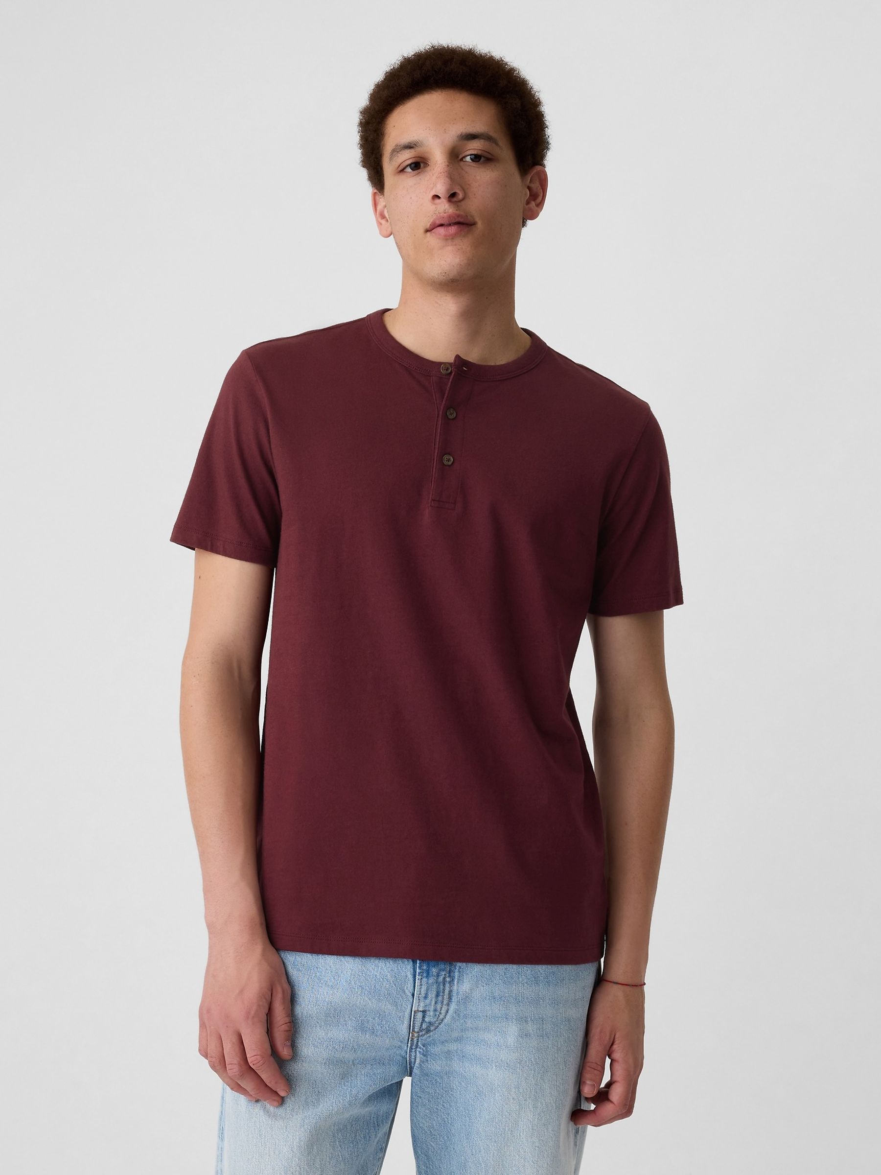 Red Everyday Soft Henley Short Sleeve T-Shirt - Image 1 of 4