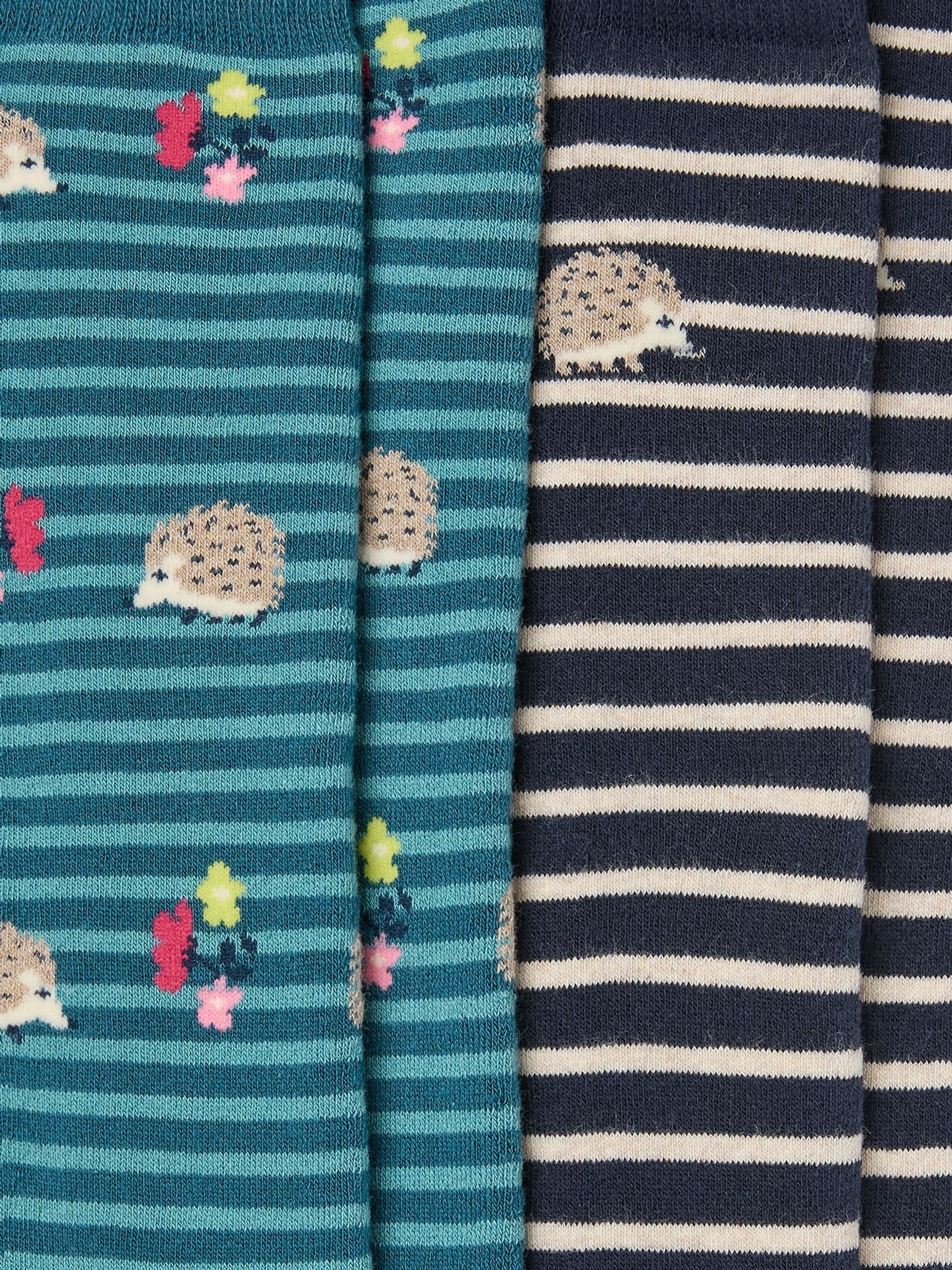 Blue Teal Hedgehog Knee High Welly Socks 2 Pack - Image 2 of 2