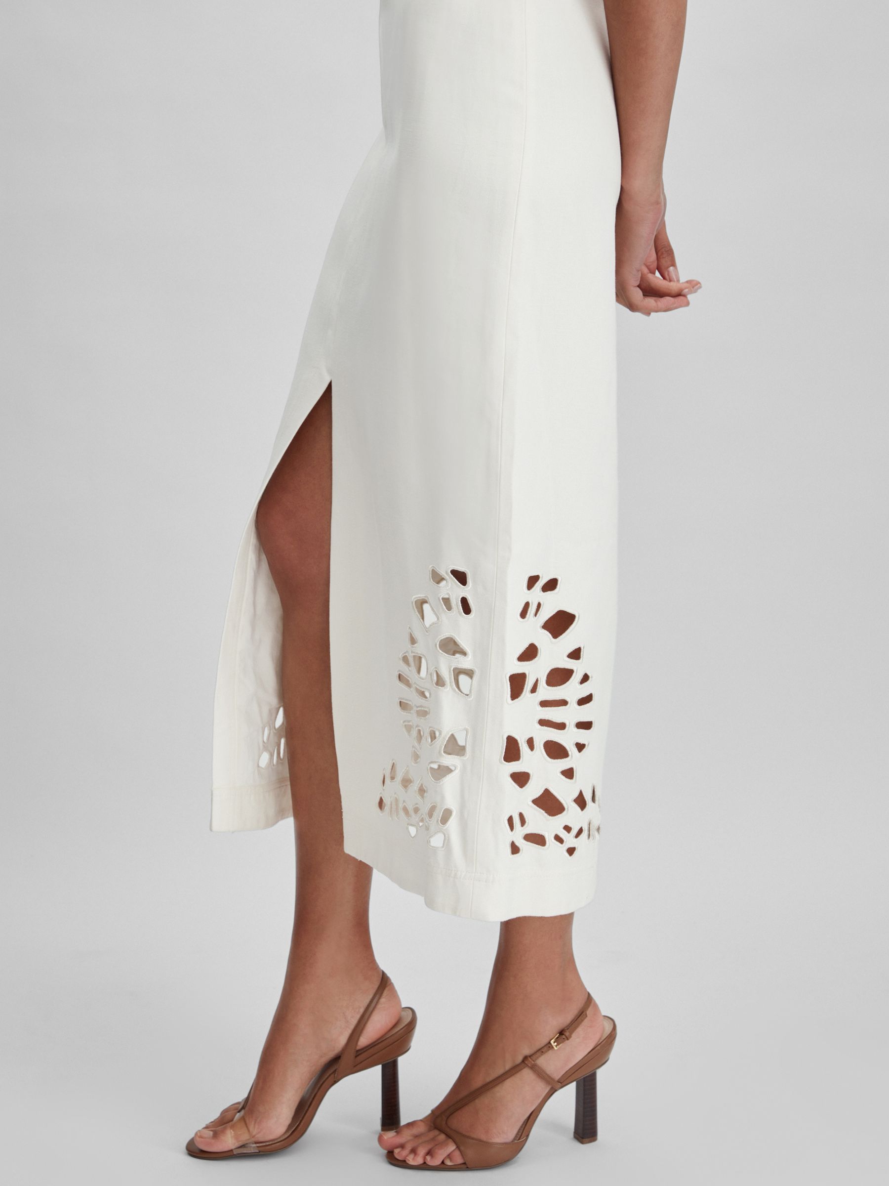 Acler Linen Blend Cut-Out Midi Dress in Ivory - Image 3 of 6