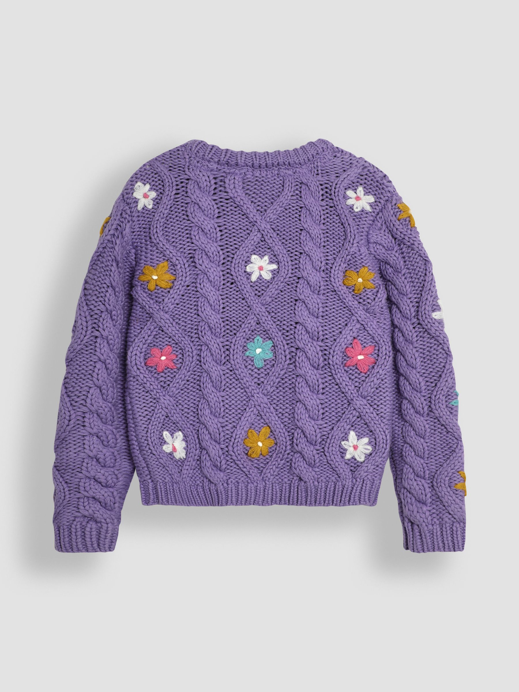 Lilac Purple Floral Embroidered Cable Knit Jumper - Image 4 of 5