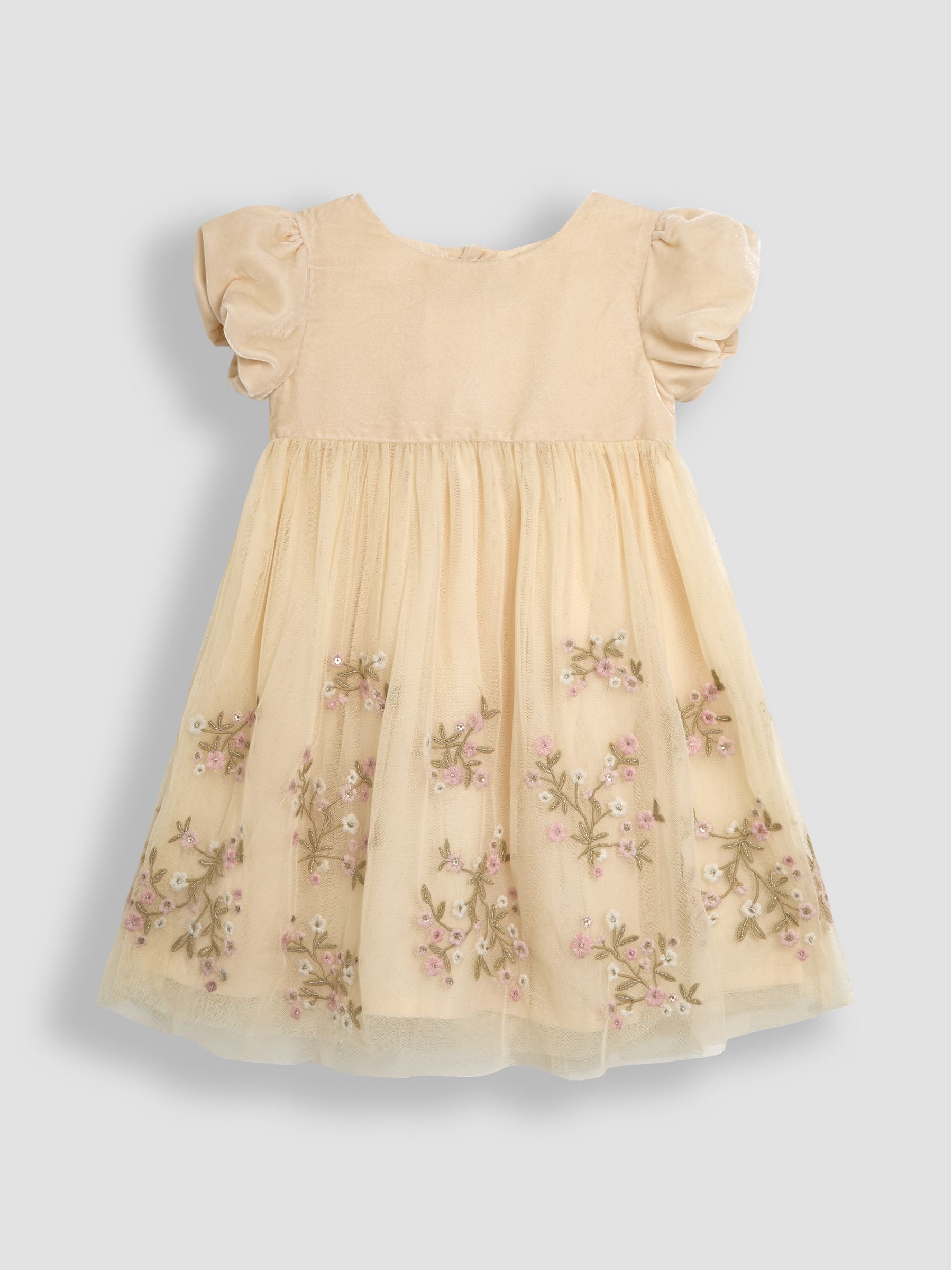 Cream Floral Embroidered Tulle Party Dress - Image 1 of 4