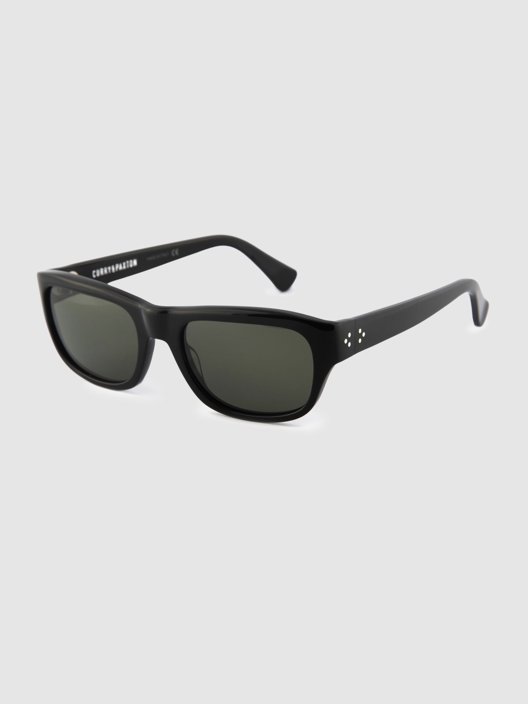 Curry and Paxton Narrow Rectangular Sunglasses in Black - Image 2 of 4