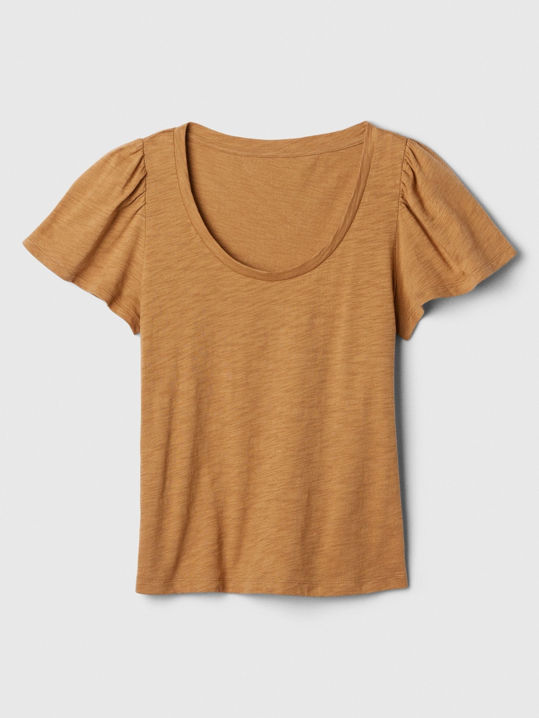 Brown Cotton Flutter Short Sleeve T-Shirt - Image 5 of 5