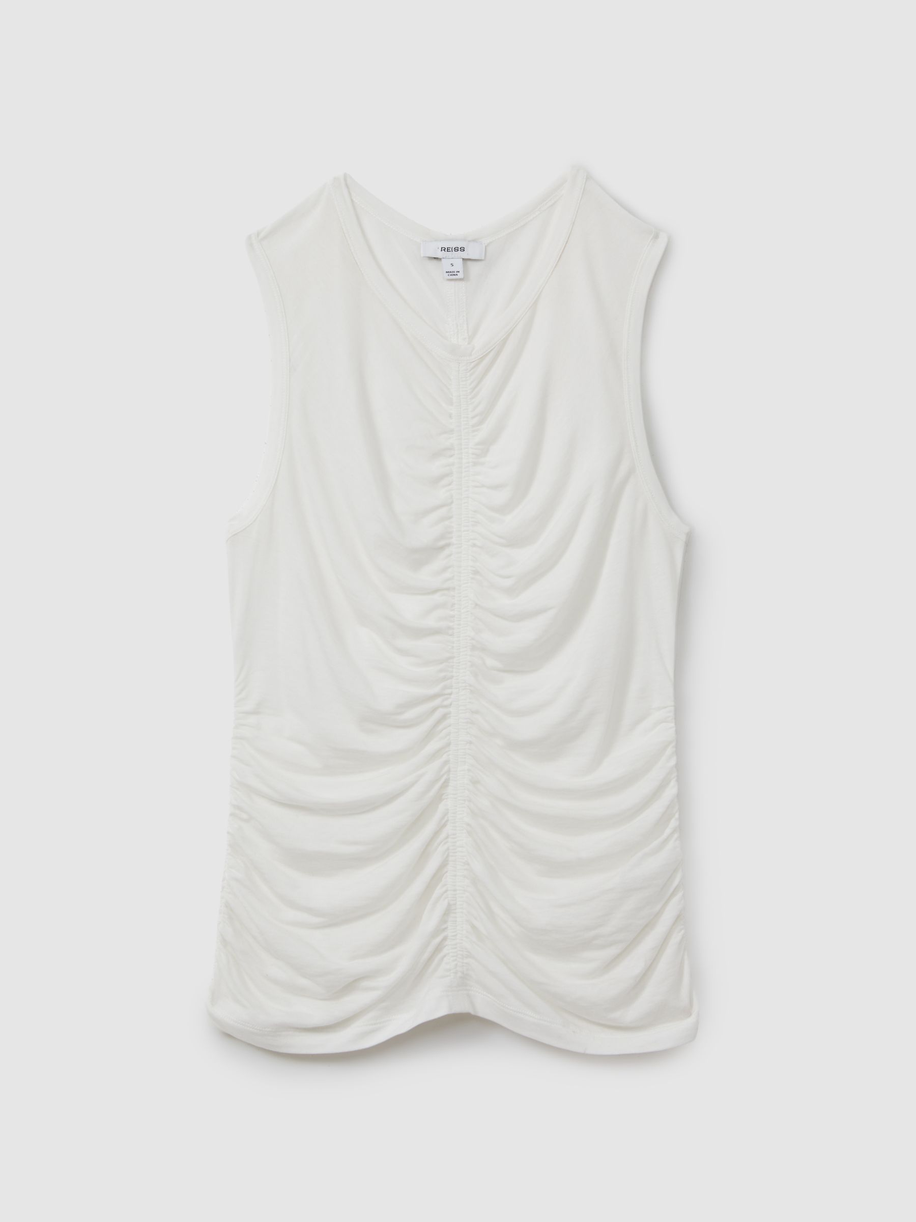 Lyocell-Wool Ruched Vest in Cream - Image 2 of 5