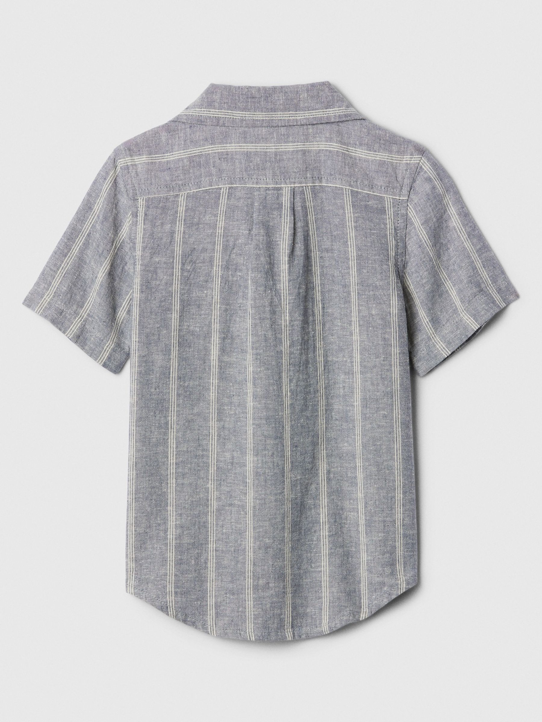 Grey Linen Blend Short Sleeve Baby Shirt (Newborn-5yrs) - Image 2 of 3