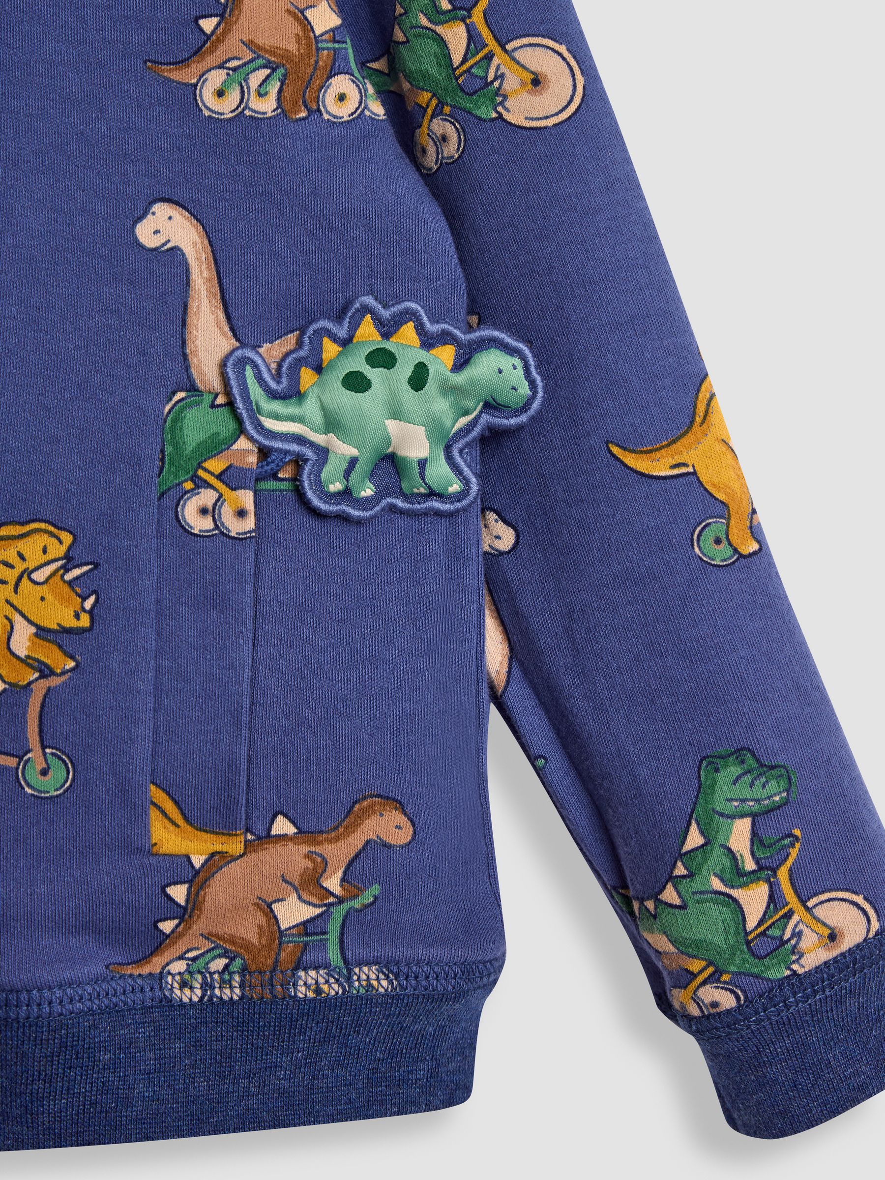 Indigo Blue Dinosaur Appliqué Reversible Hoodie - Image 6 of 8