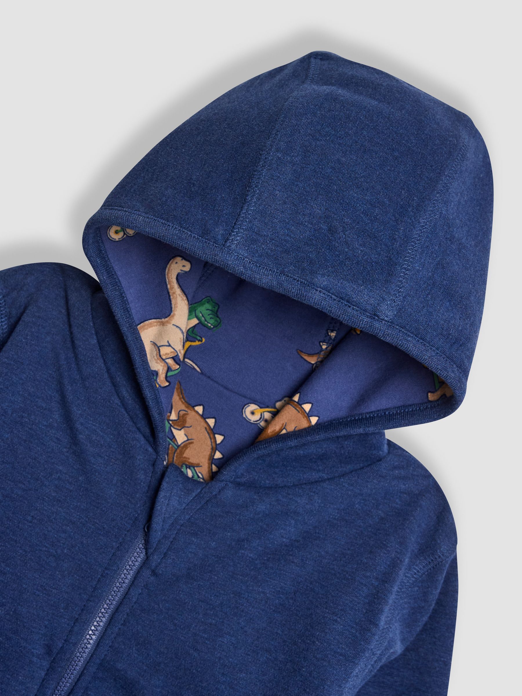 Indigo Blue Dinosaur Appliqué Reversible Hoodie - Image 7 of 8