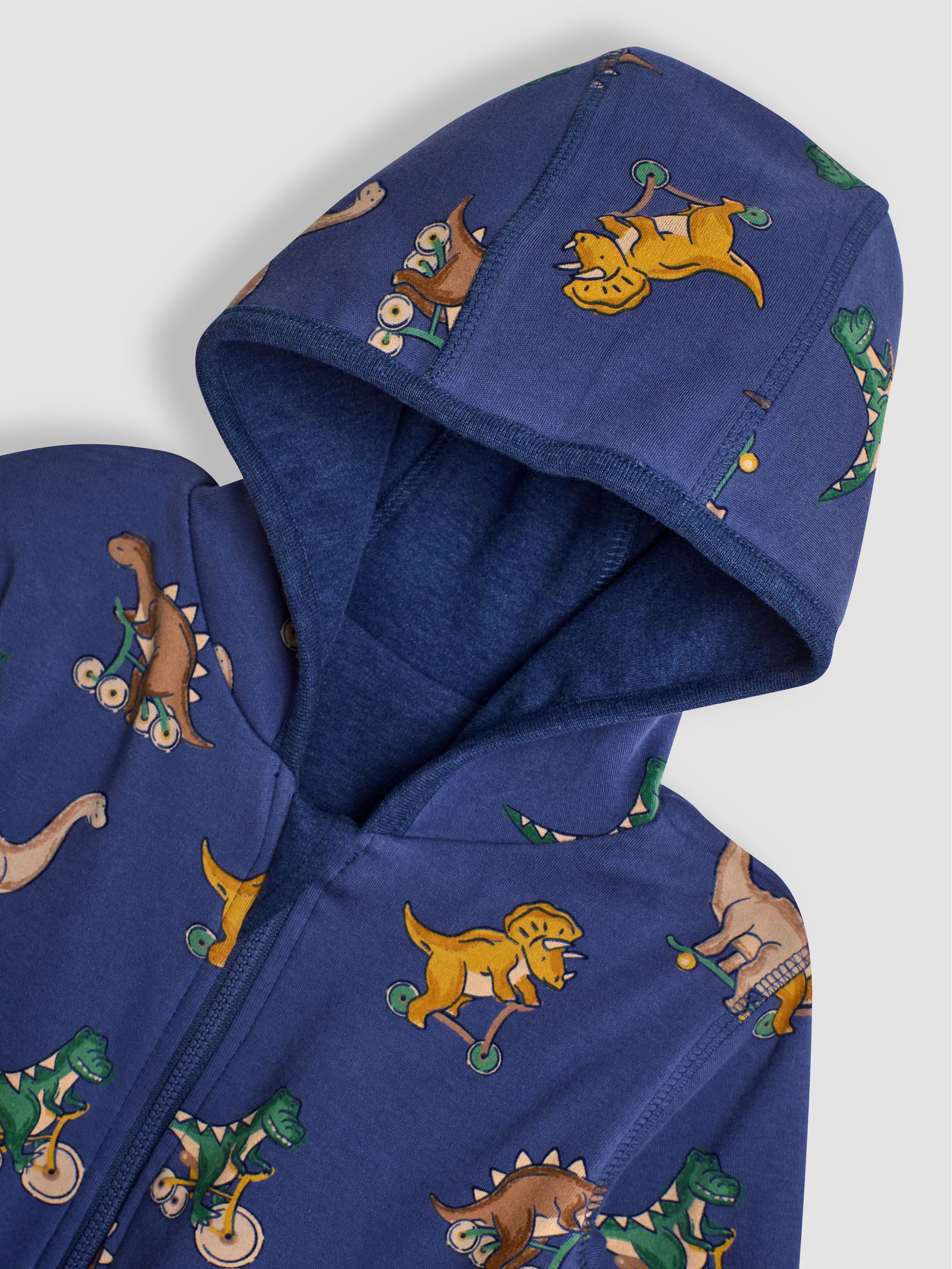 Indigo Blue Dinosaur Appliqué Reversible Hoodie | JoJo Maman Bébé USA
