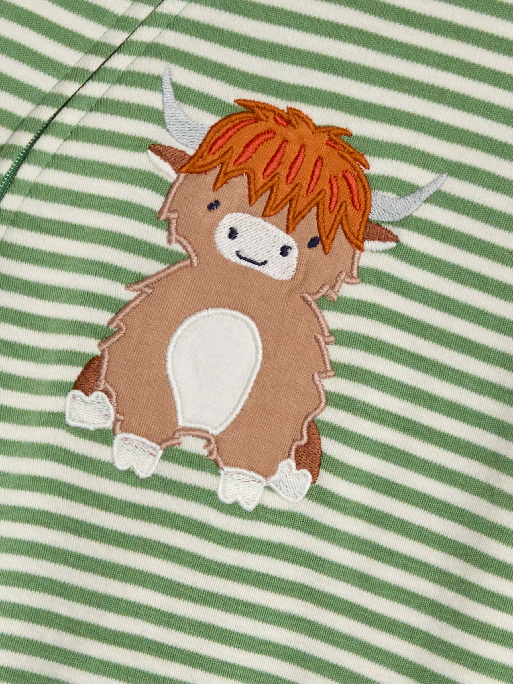 Green Highland Cow Applique Zip Sleepsuit - Image 3 of 3