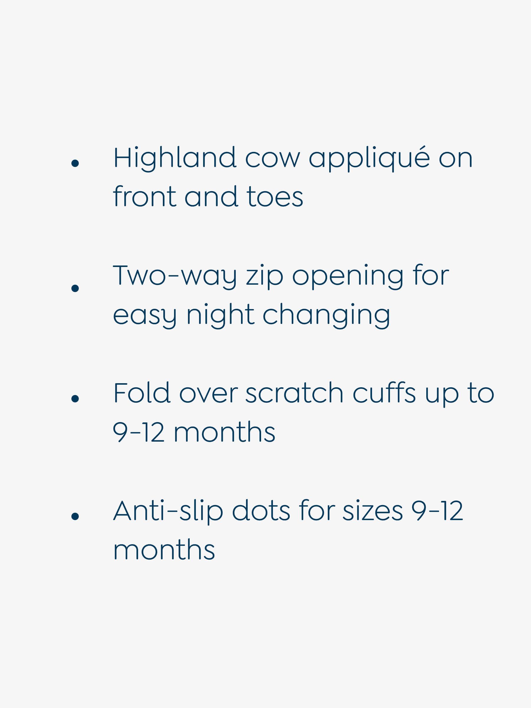 Green Highland Cow Farmyard Appliqué Zip Sleepsuit - Image 4 of 5