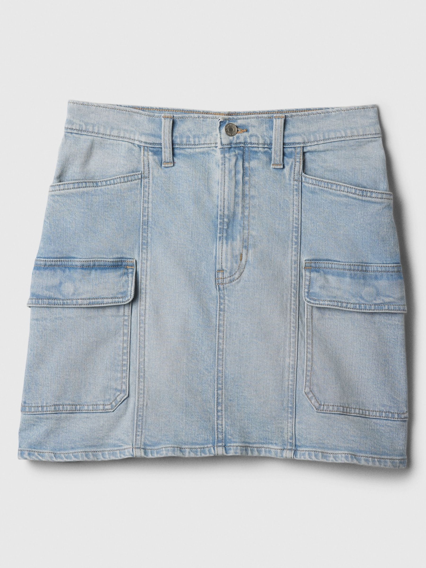 Light Blue Denim Cargo Mini Skirt - Image 3 of 3