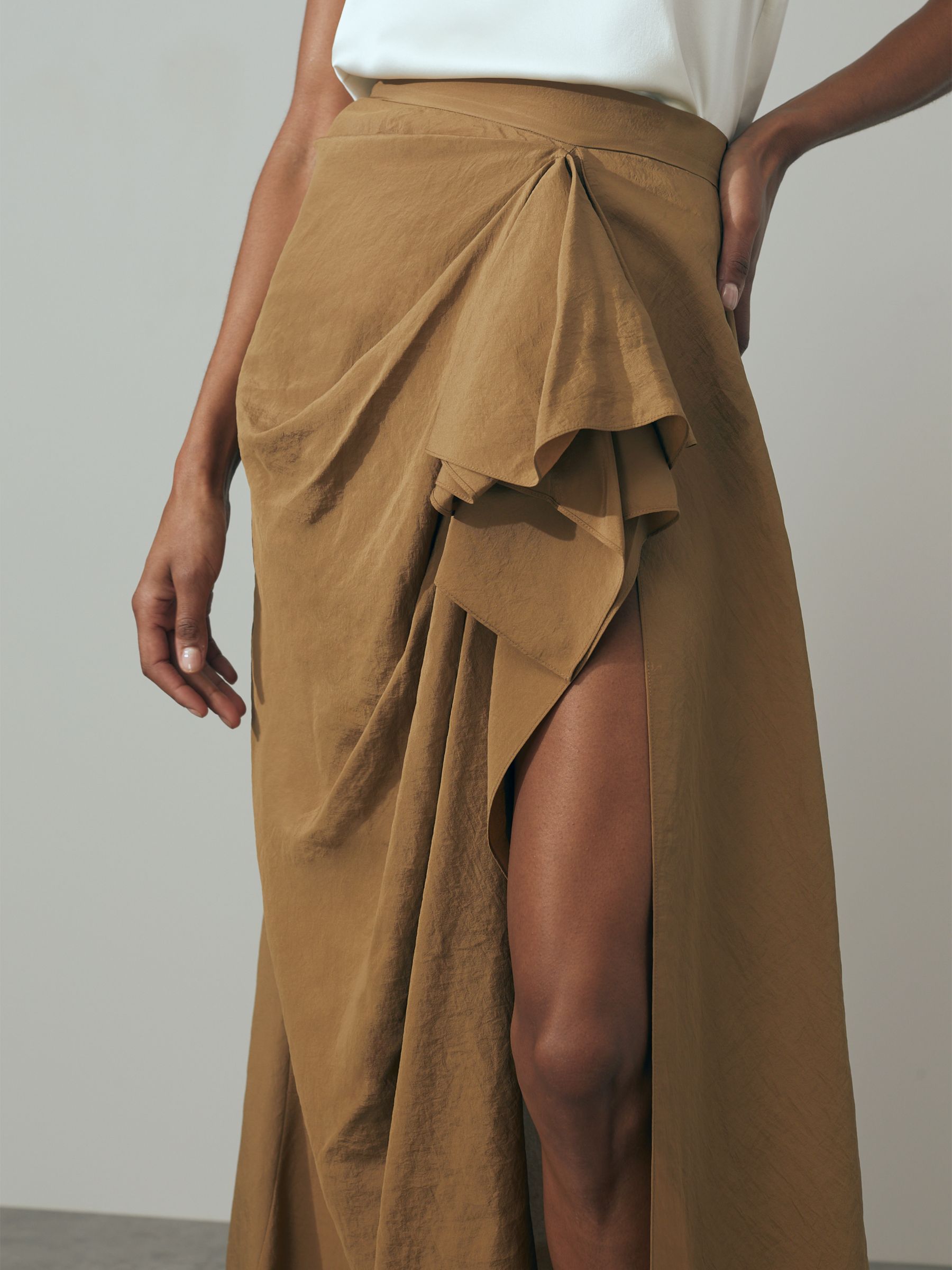 Atelier Drape Front Maxi Skirt in Toffee - Image 4 of 6