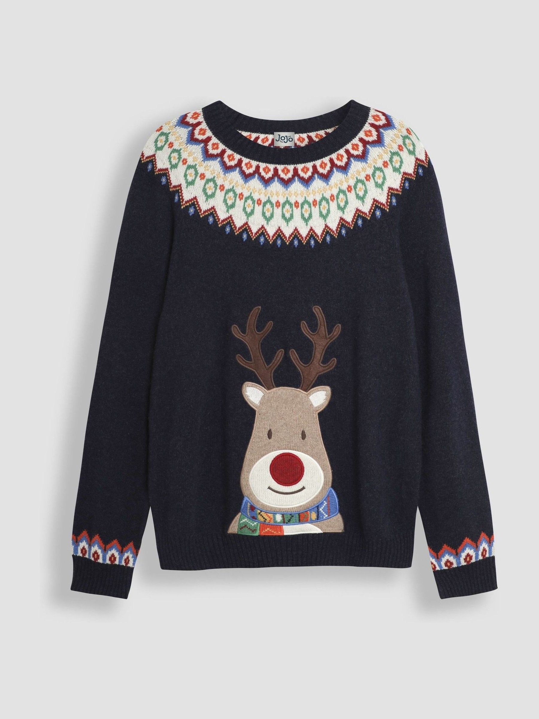 Navy Blue Mens Reindeer Jumper - Image 1 of 3
