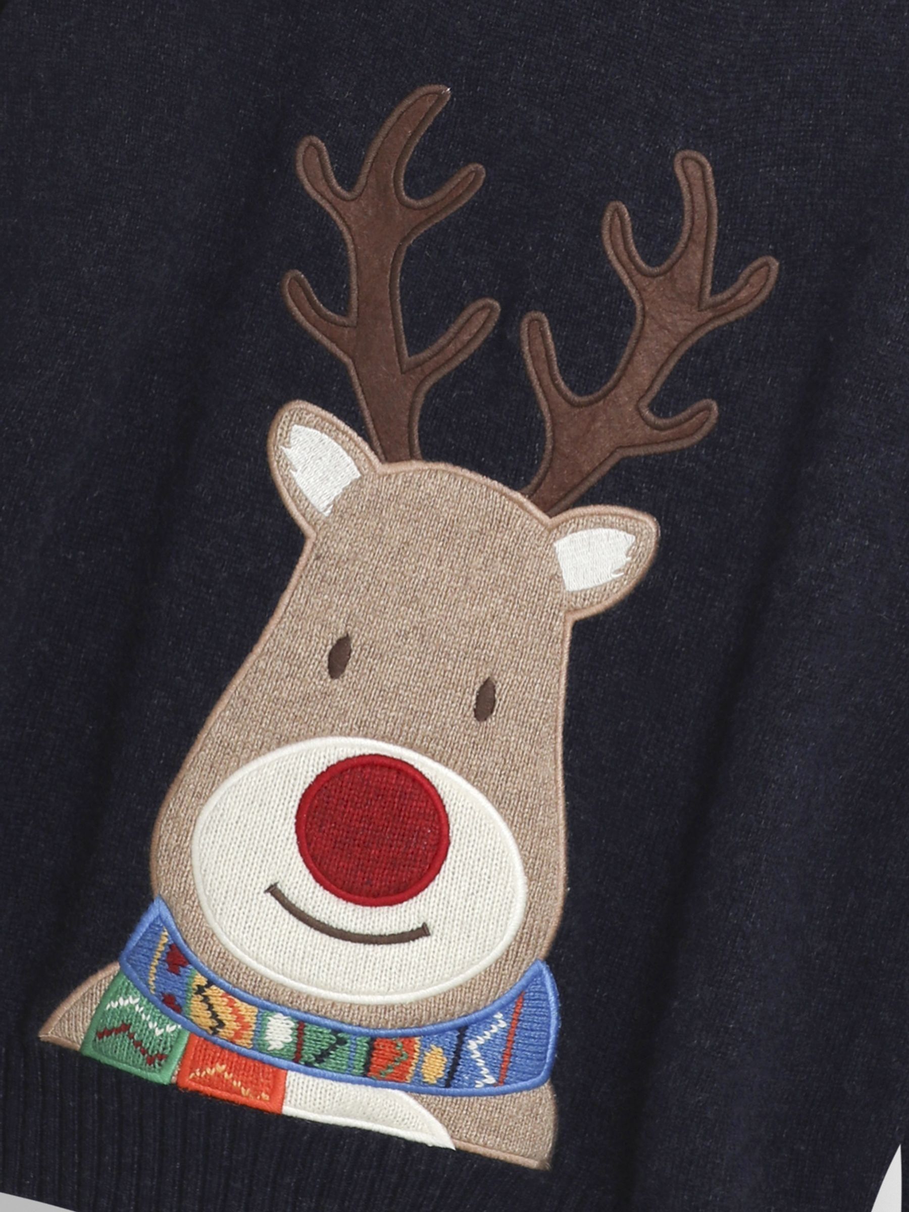 Navy Blue Mens Reindeer Jumper - Image 3 of 3