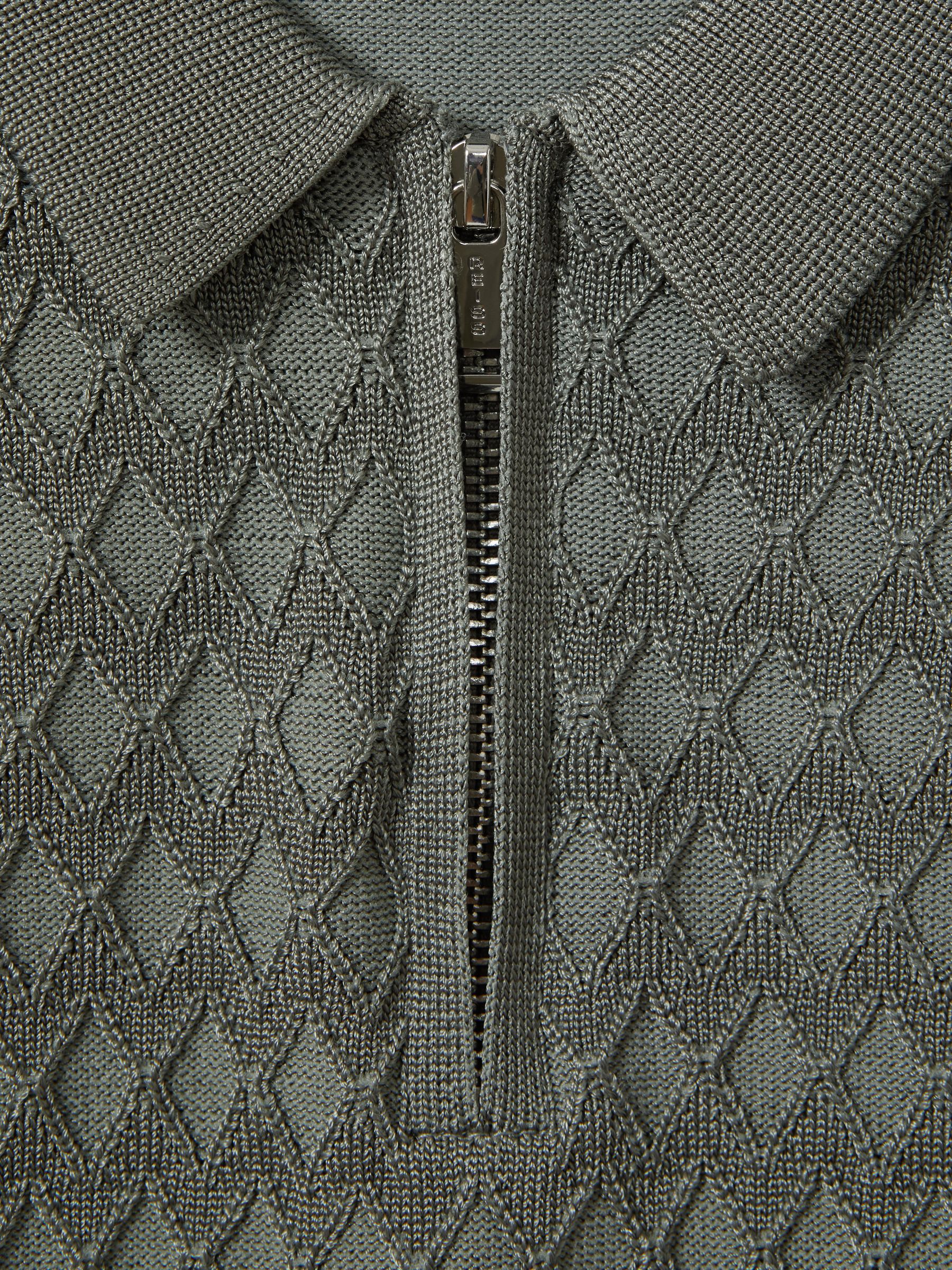 3-9 yrs Half Zip Knitted Polo Shirt in Sage - Image 4 of 4