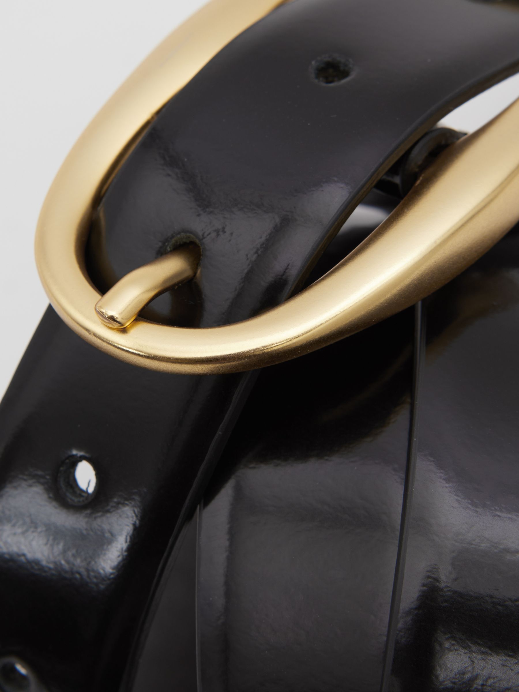 Patent Leather Oval Buckle Belt in Black - Image 4 of 4