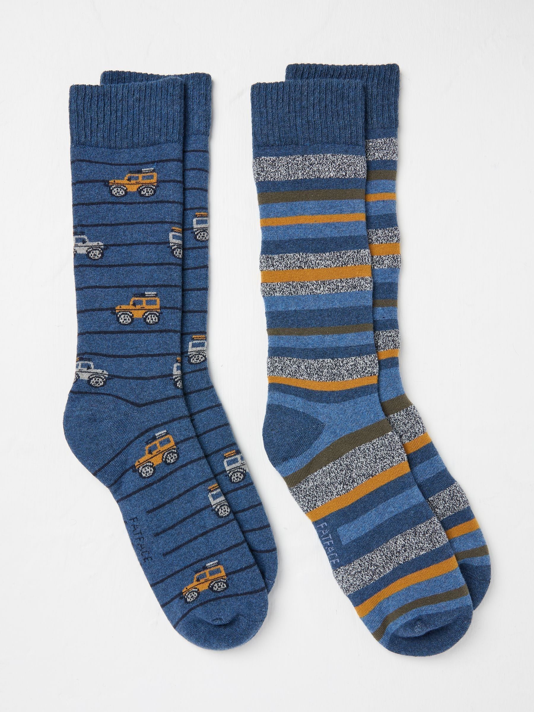 Blue Navy Off Roader Thermal Socks 2 Pack - Image 1 of 2