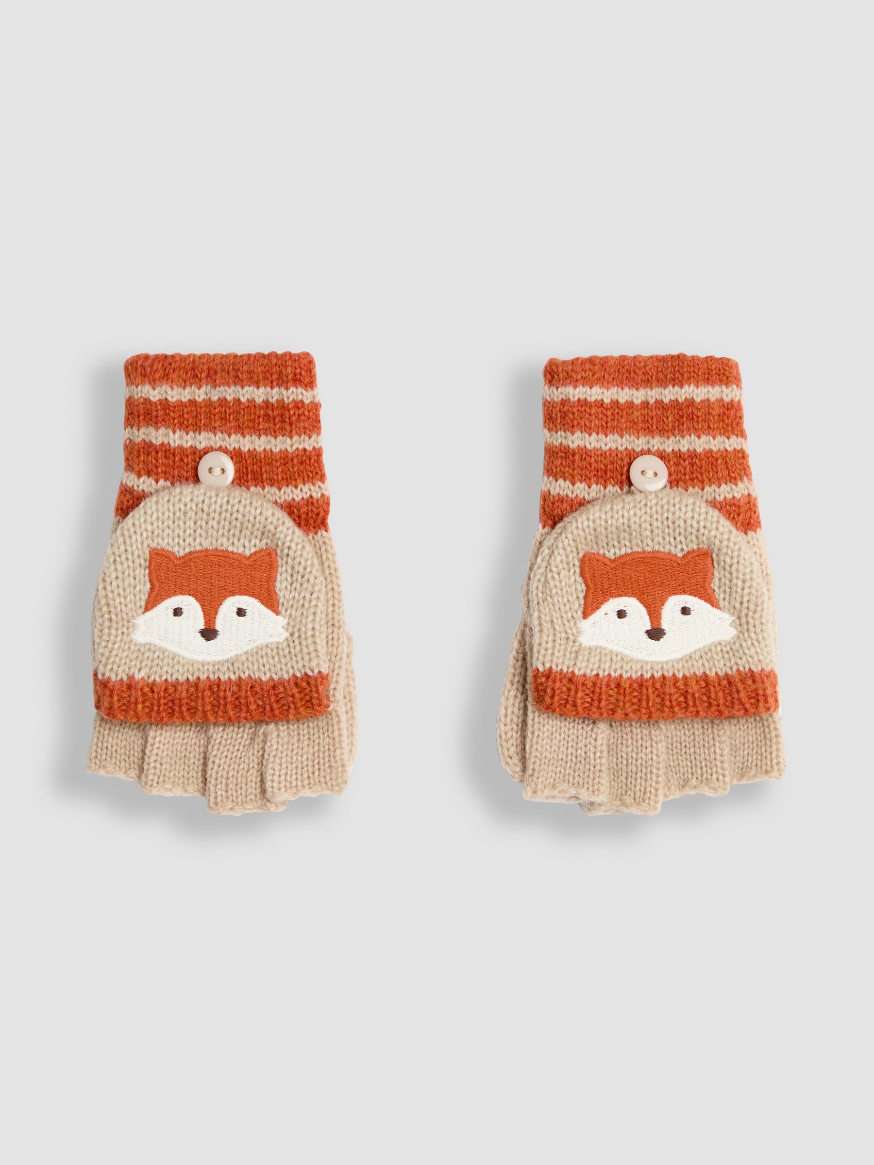 Natural Fox Novelty Mittens With Fingers - Image 1 of 3