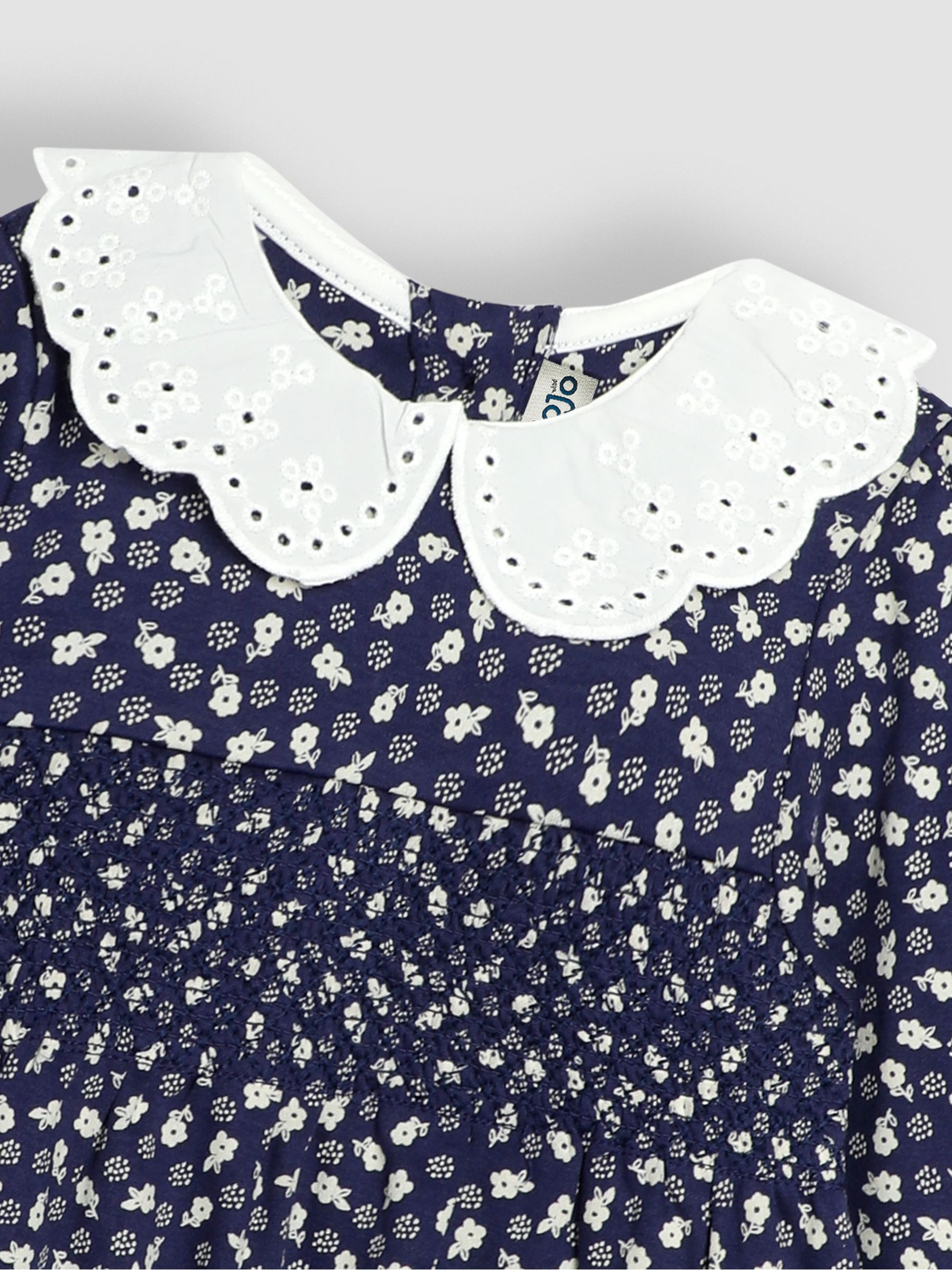 Navy Blue Floral Broderie Collar Dress - Image 3 of 3