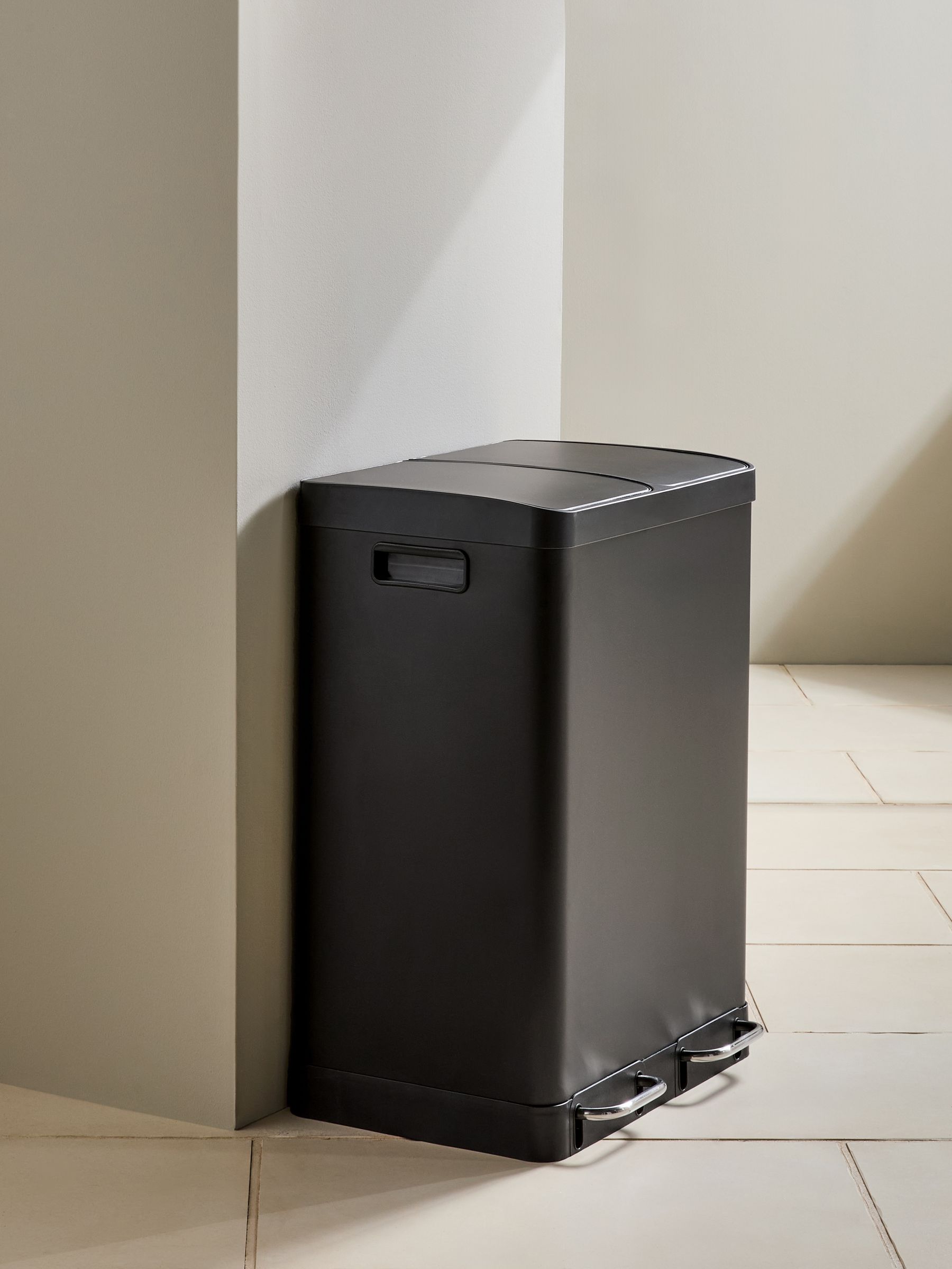 2 Section 60 Litre Recycling and Waste Colter Bin in Black - Image 2 of 5