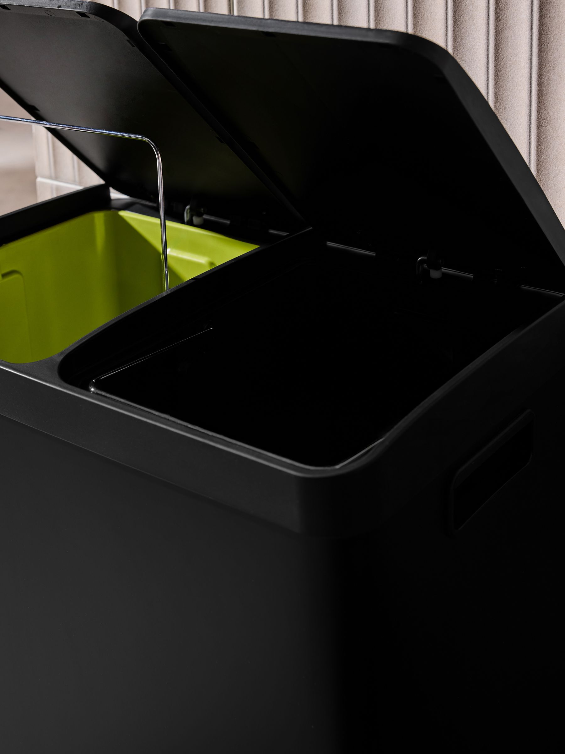 2 Section 60 Litre Recycling and Waste Colter Bin in Black - Image 4 of 5