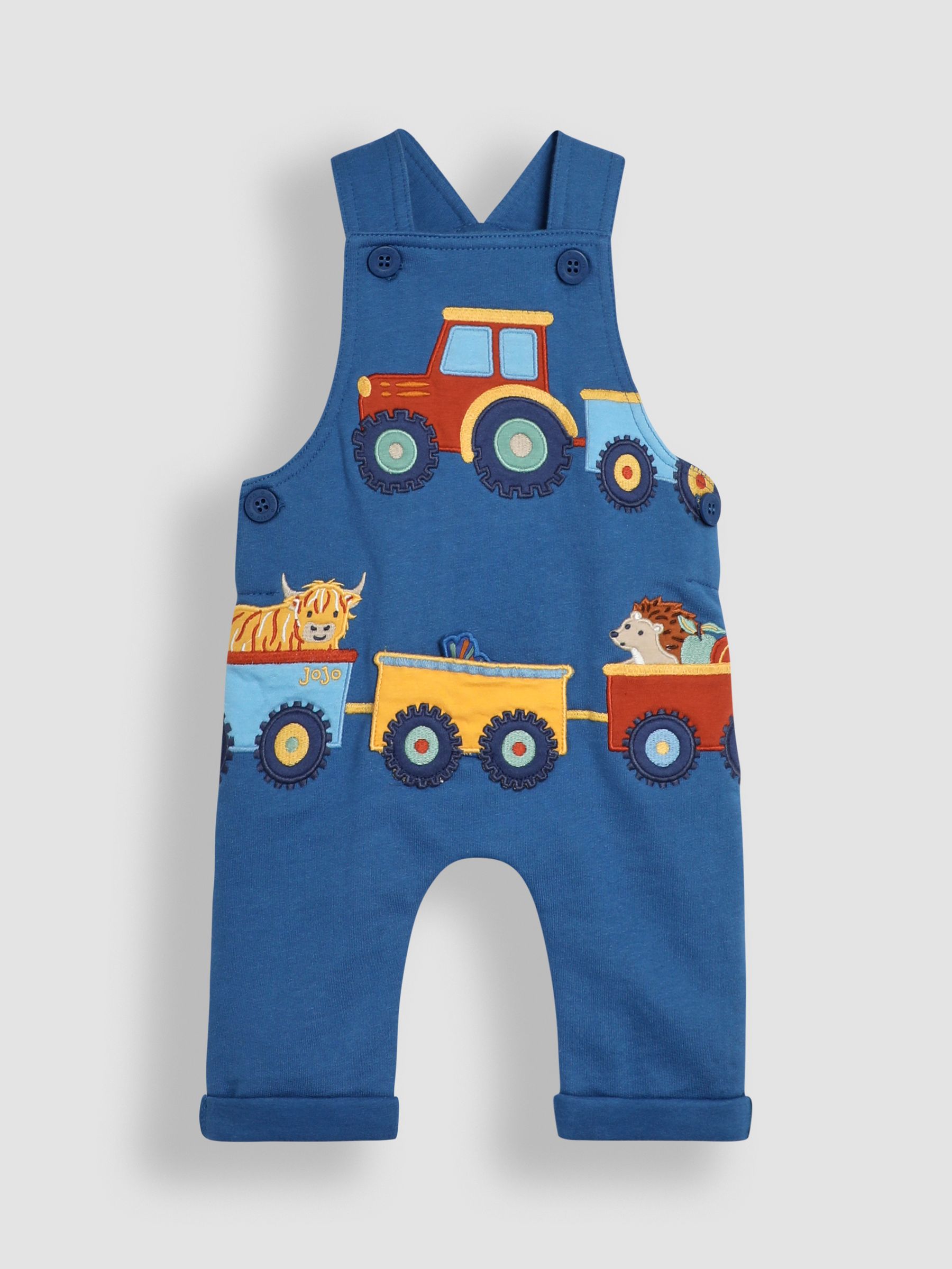 Blue Tractor & Trailer Appliqué Dungarees and Top Set - Image 2 of 7