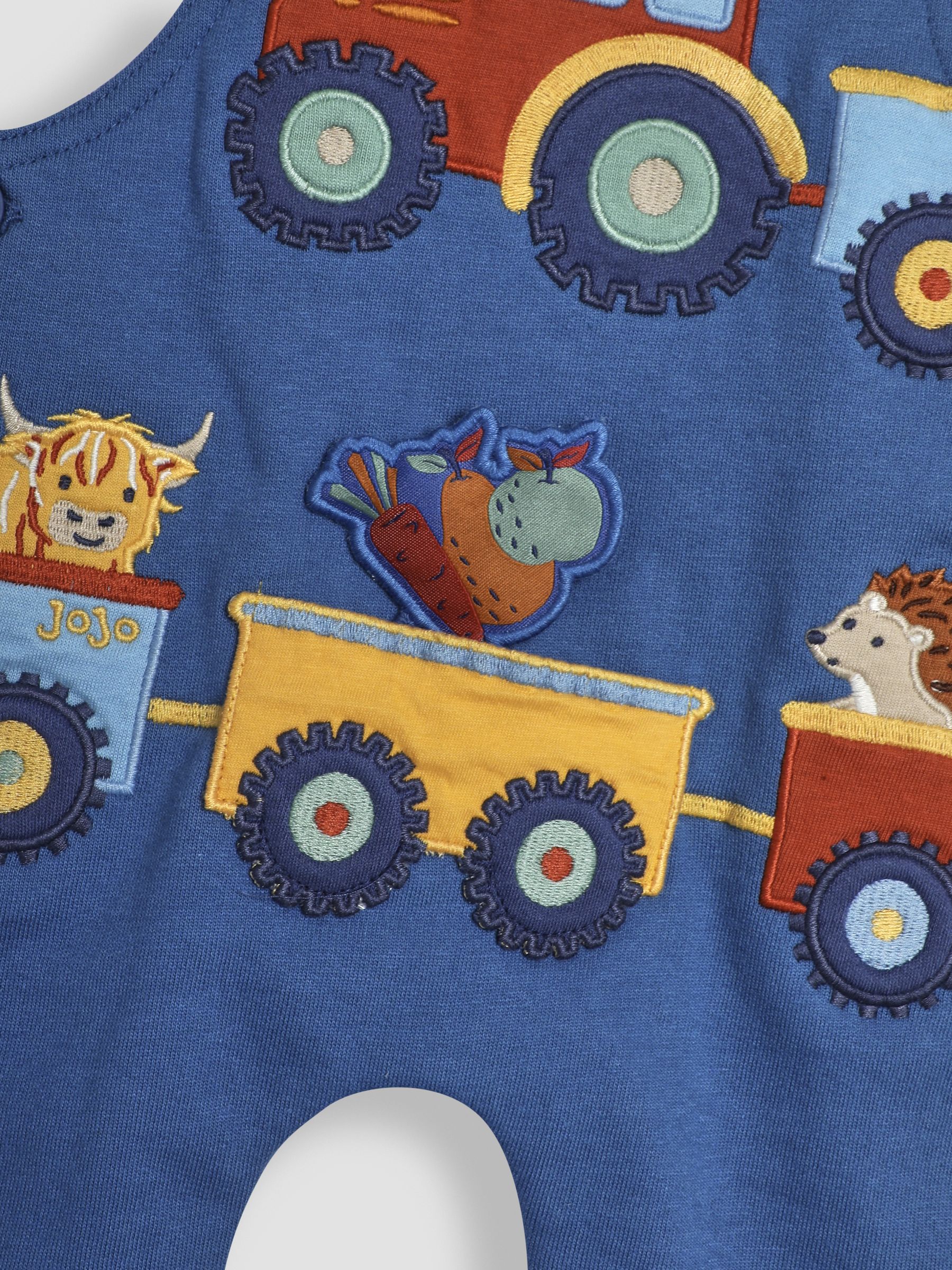 Blue Tractor & Trailer Appliqué Dungarees and Top Set - Image 7 of 7