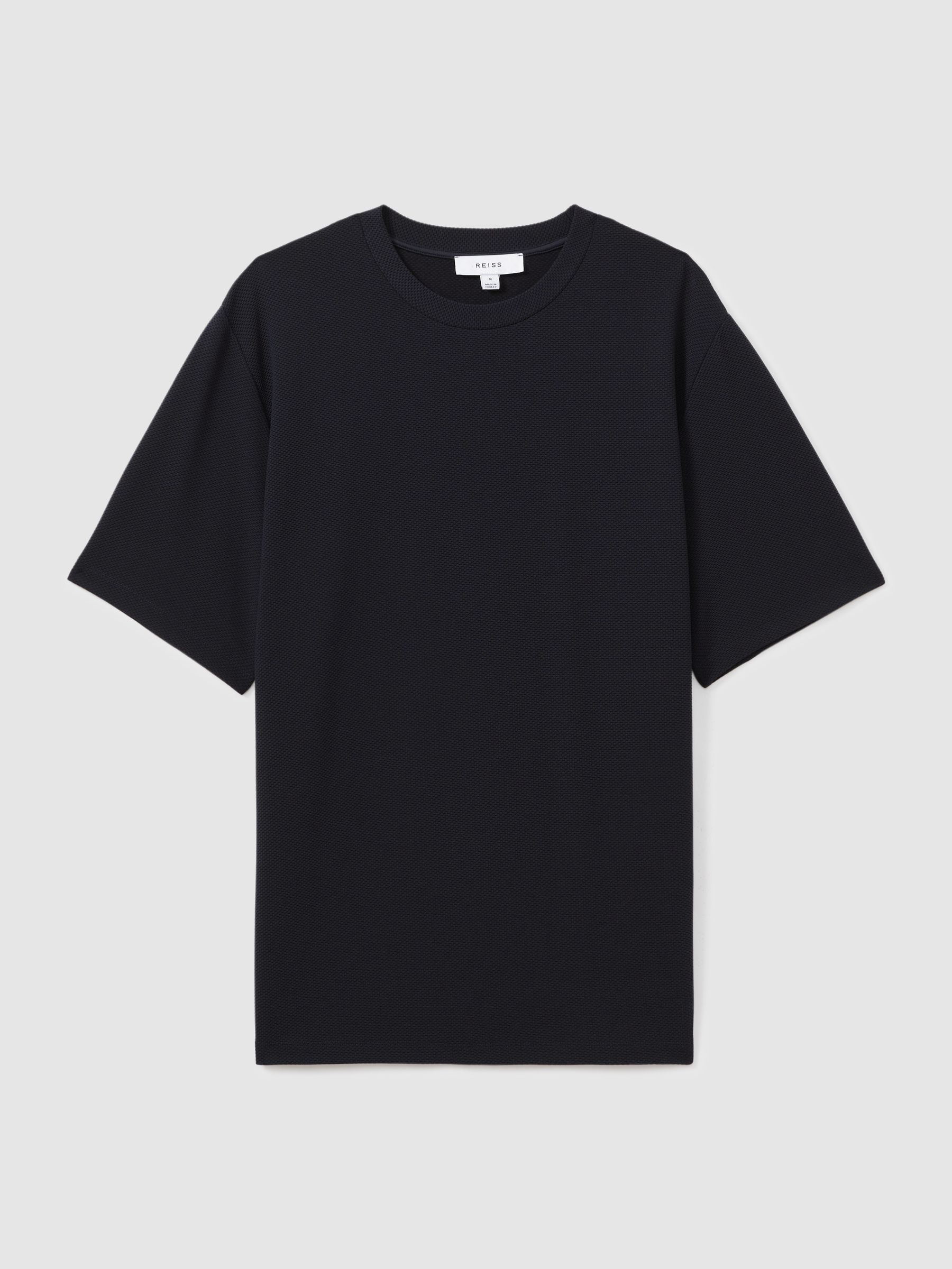 Textured Crew-Neck T-Shirt in Navy - Image 2 of 6