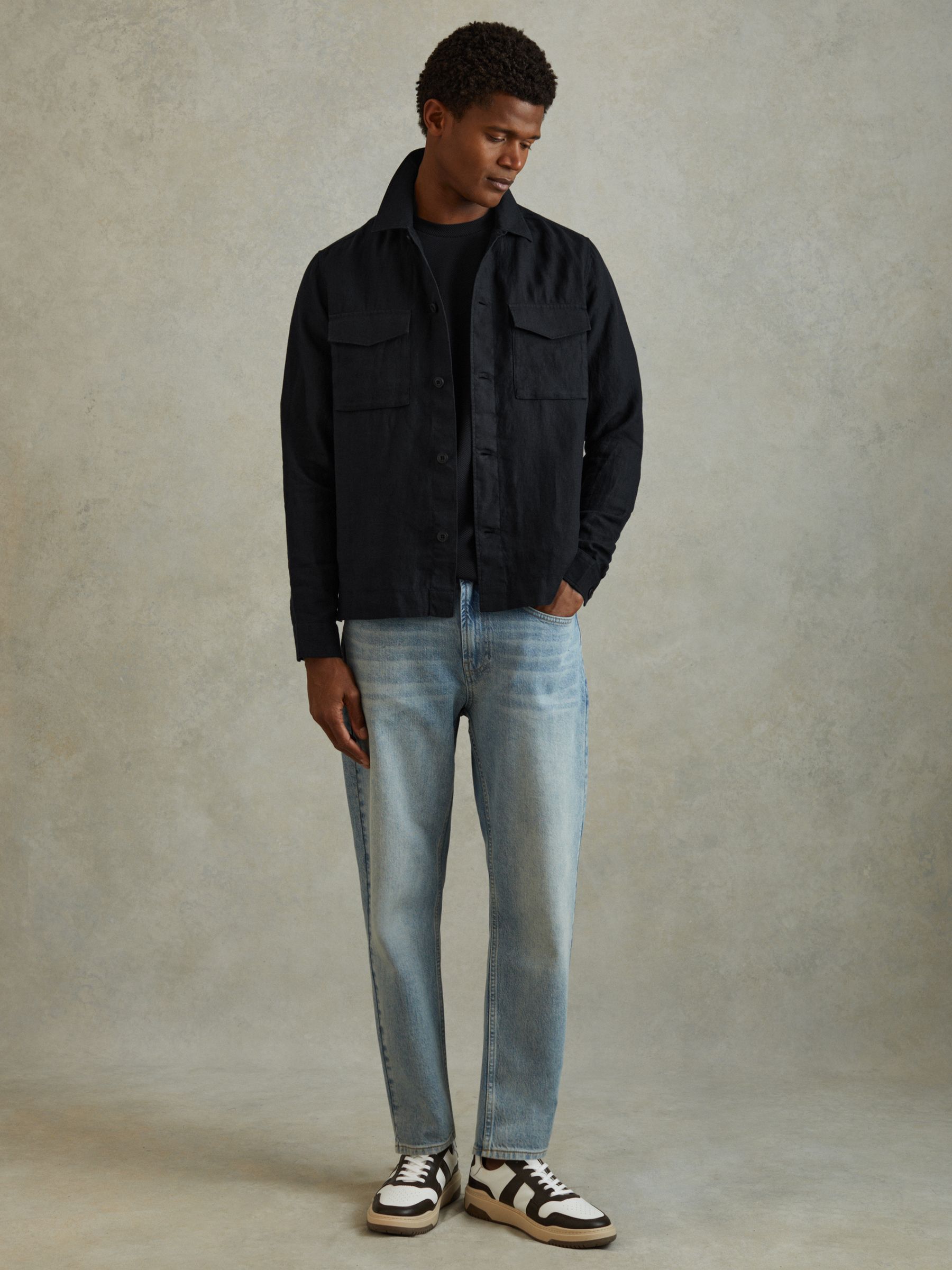Textured Crew-Neck T-Shirt in Navy - Image 3 of 6