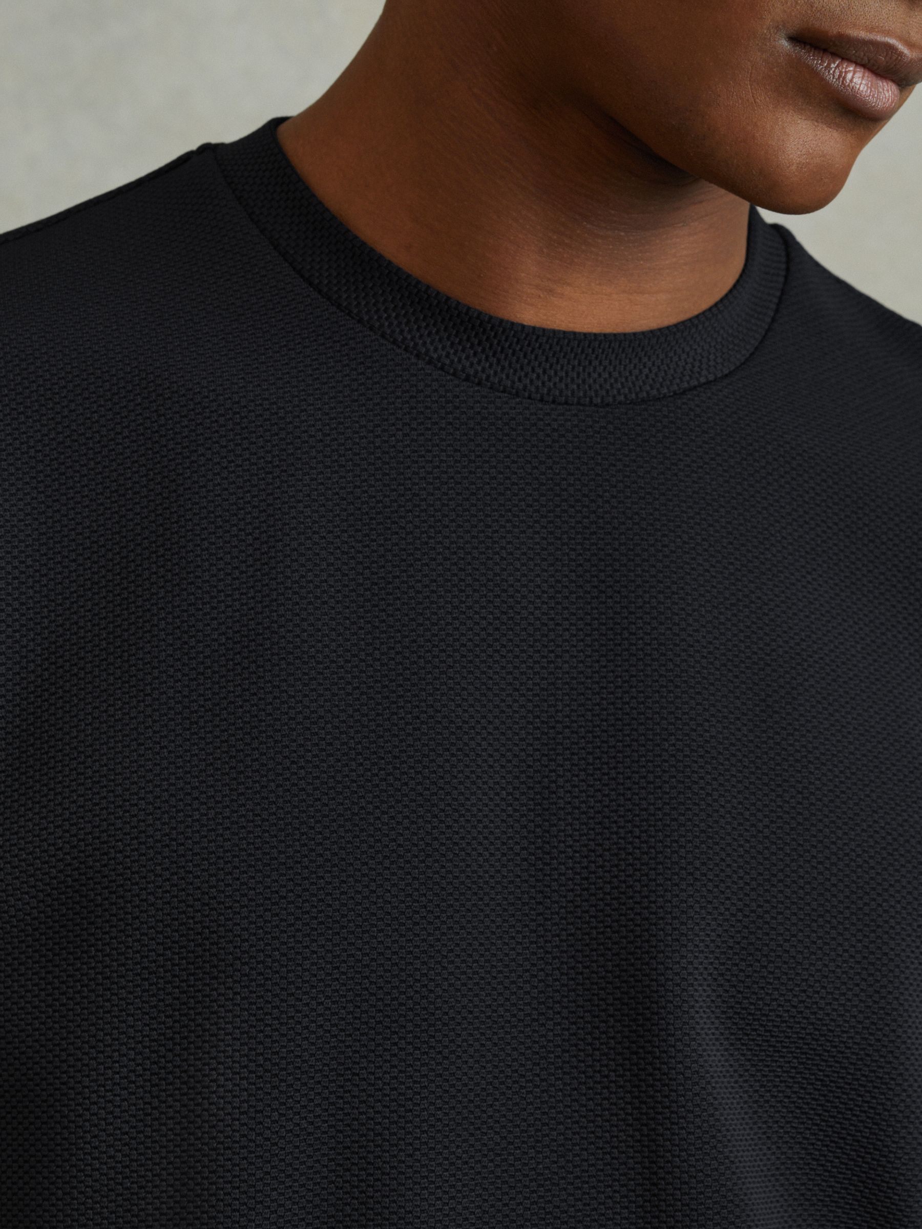 Textured Crew-Neck T-Shirt in Navy - Image 4 of 6