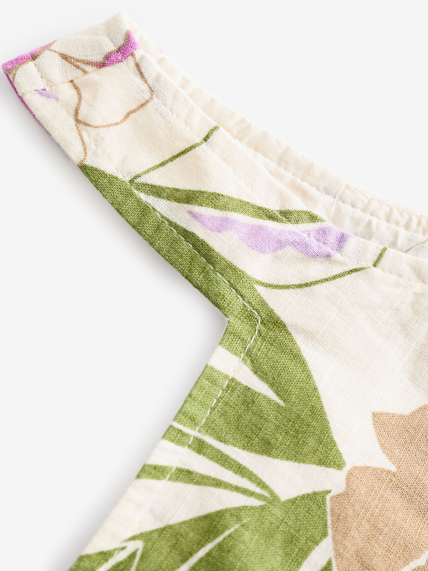 Natural Floral Linen Cotton Square Neck Tank Top (4-13yrs) - Image 6 of 6