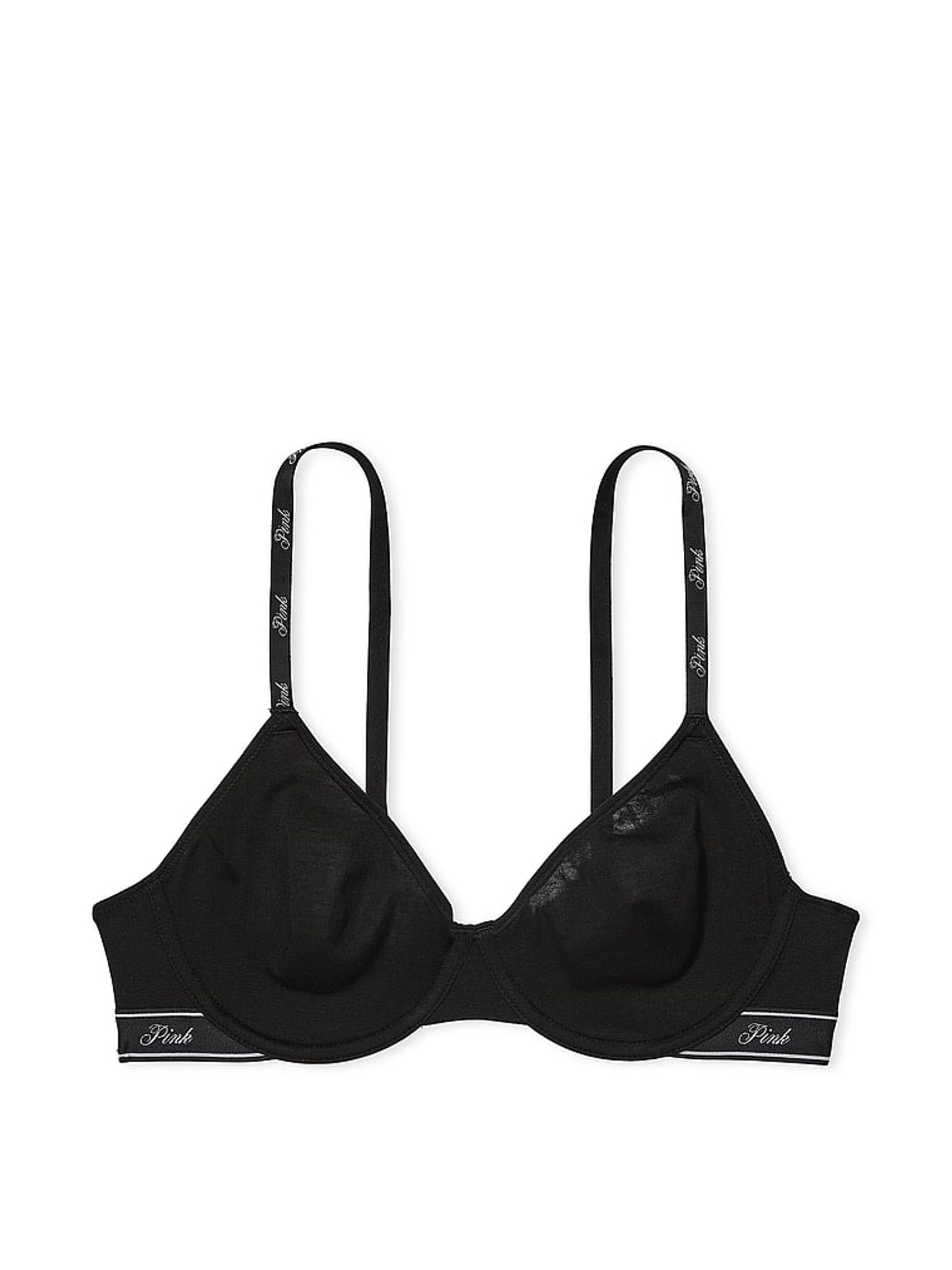 Black Cotton Logo Unlined Scoop Bra - Image 3 of 3