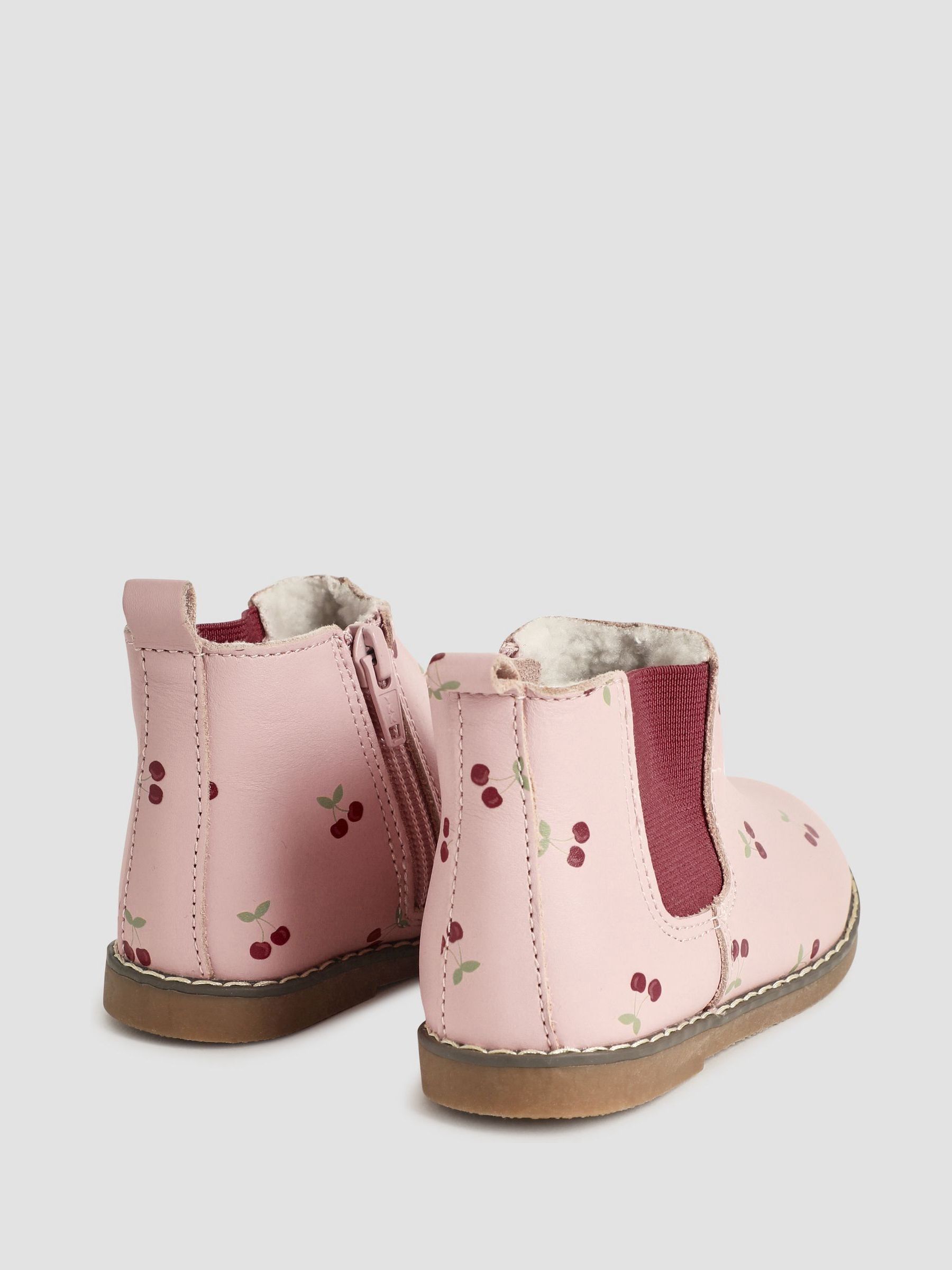 Pink Pretty Cherry Print Leather Chelsea Boots - Image 2 of 4