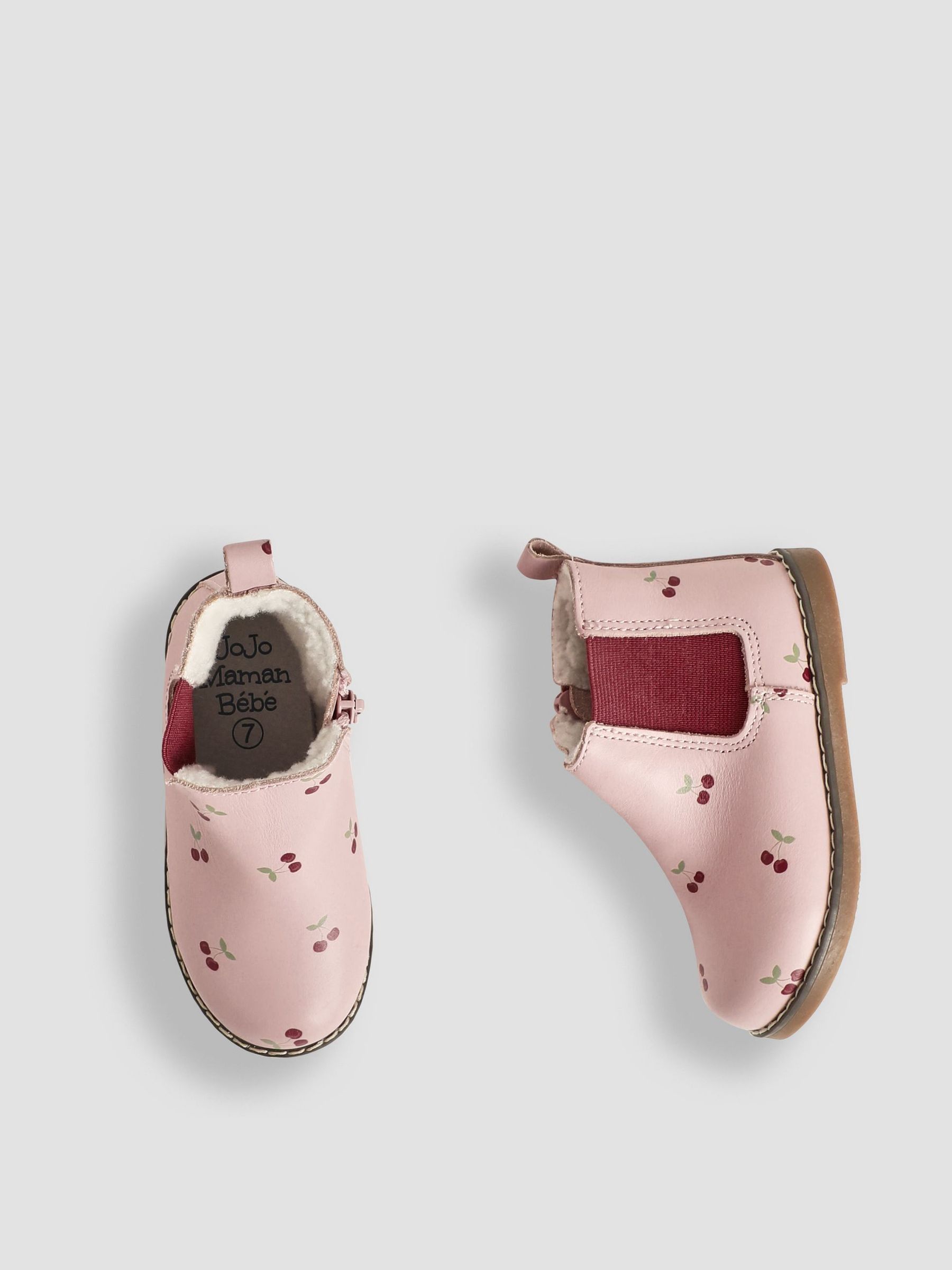 Pink Pretty Cherry Print Leather Chelsea Boots - Image 3 of 4