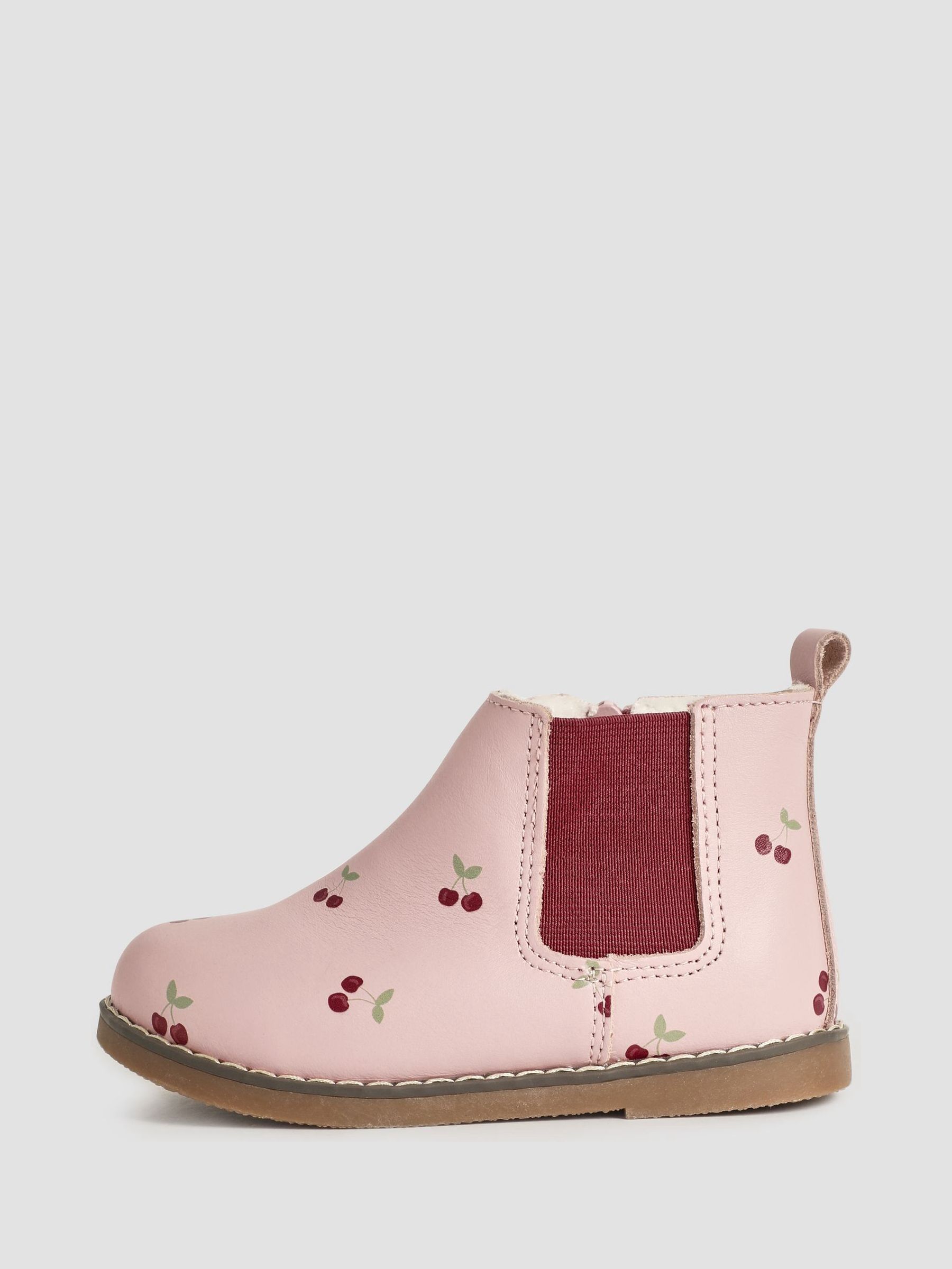 Pink Pretty Cherry Print Leather Chelsea Boots - Image 4 of 4