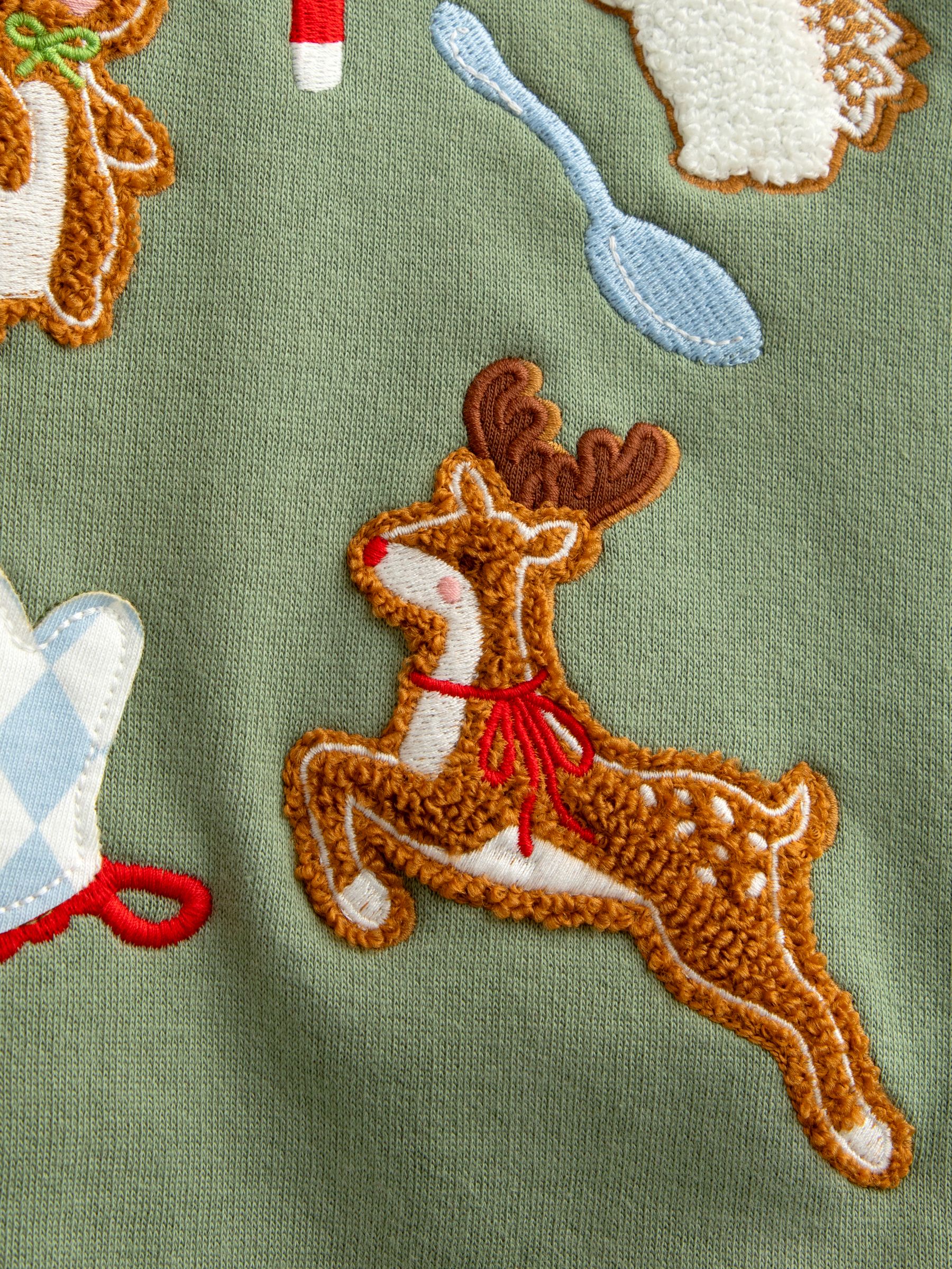 Sage Green Christmas Friends Appliqué Sweatshirt Jogger Set - Image 6 of 7