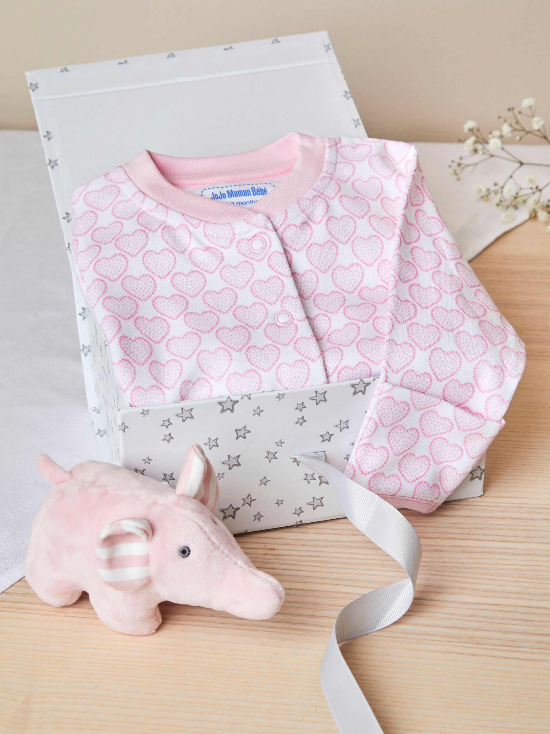 Pink New Baby Heart Elephant Gift Set - Image 1 of 4