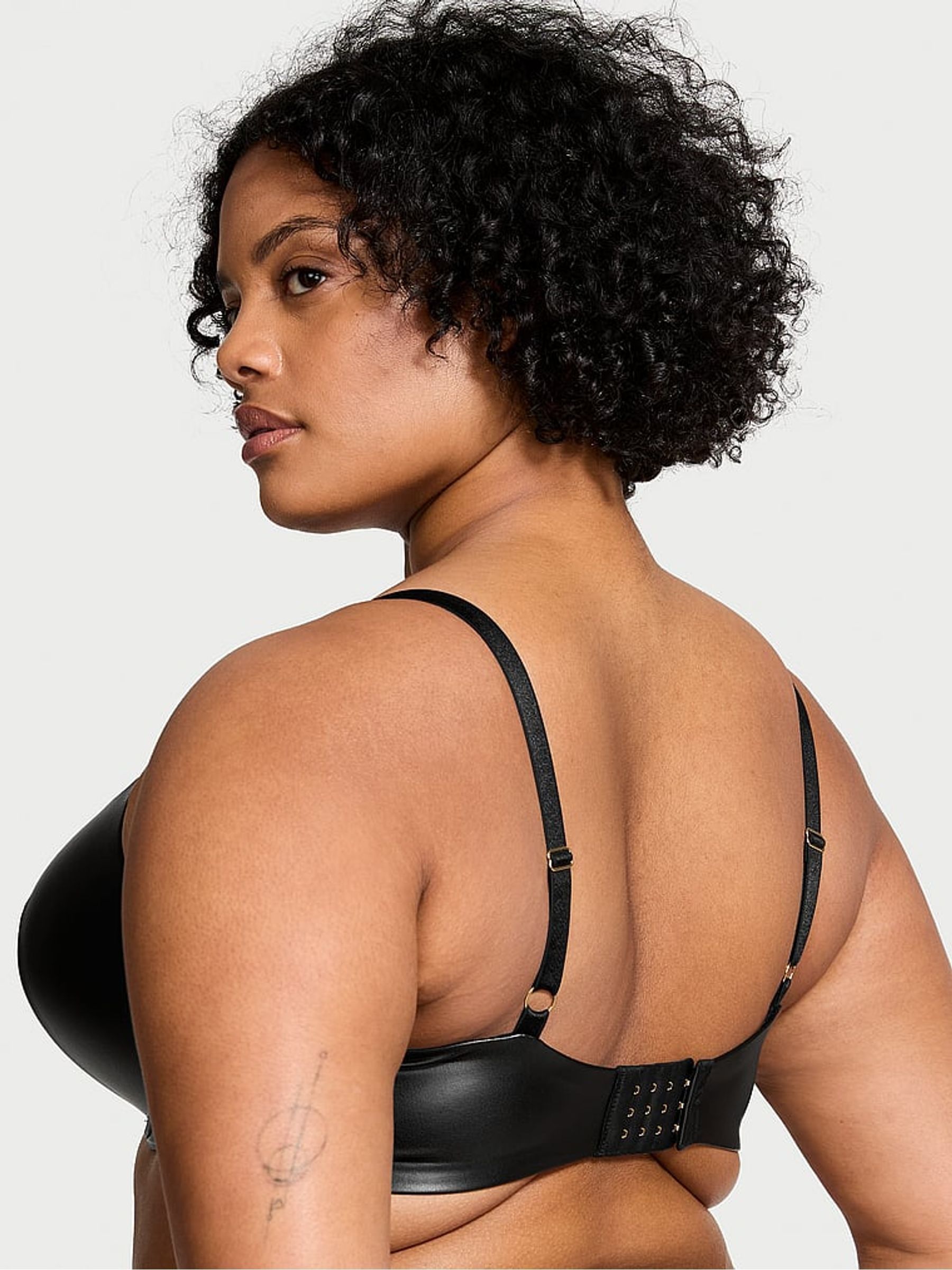Black Push Up Faux Leather Push Up Bra - Image 2 of 3