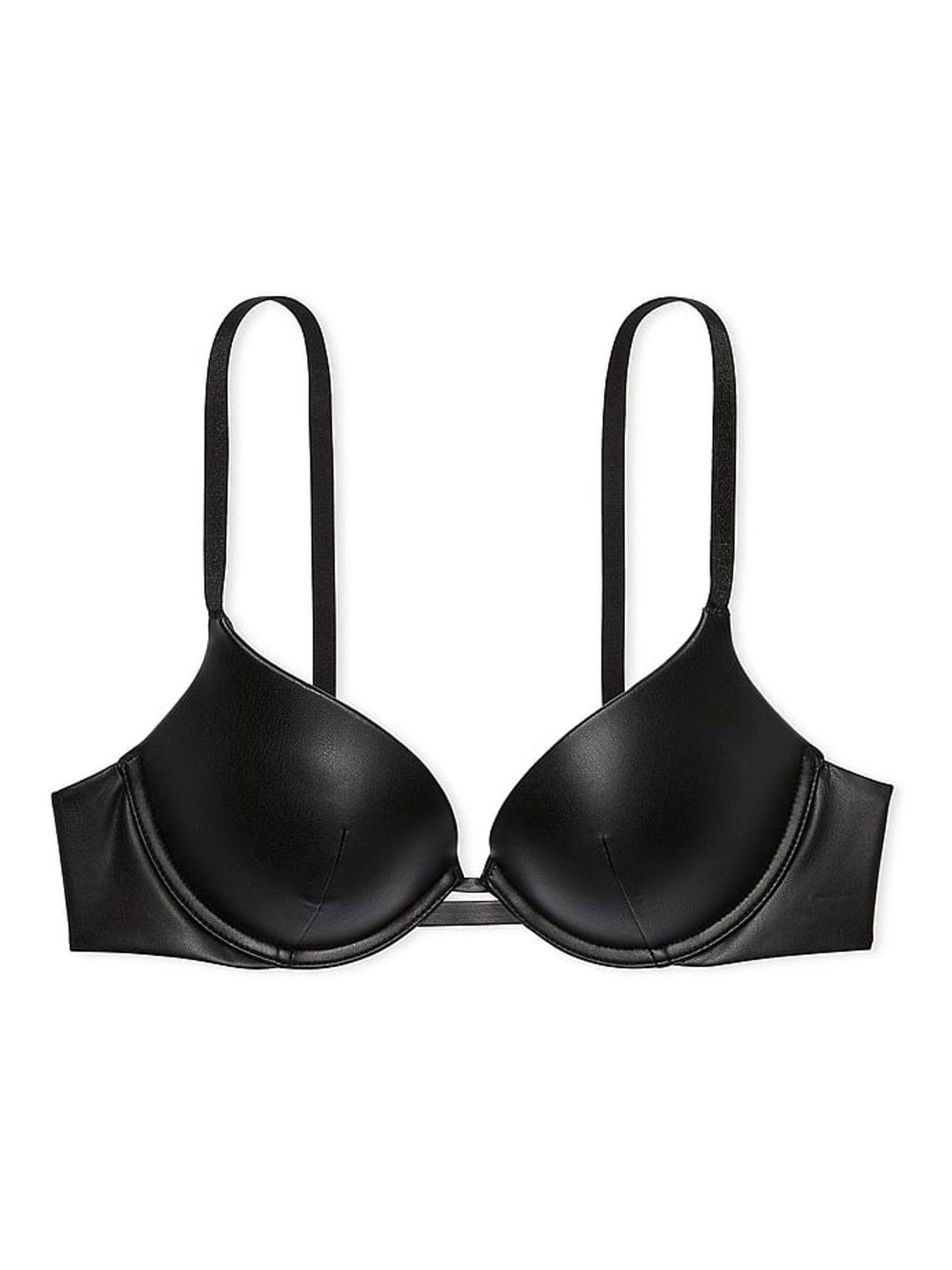 Black Push Up Faux Leather Push Up Bra - Image 3 of 3