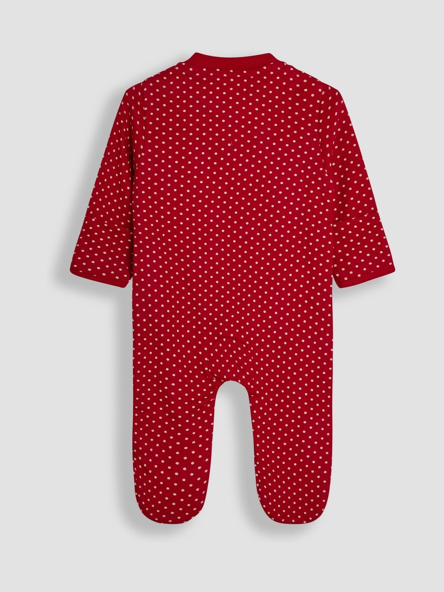 Red Reindeer Cotton Christmas Zip Appliqué Sleepsuit - Image 4 of 5