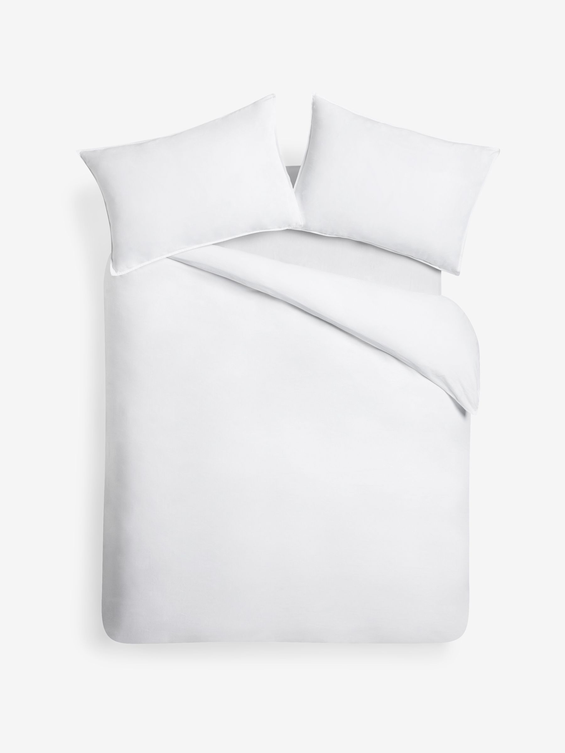 Cosy Washed Cotton Duvet Cover and Pillowcase Set in White - Image 3 of 3