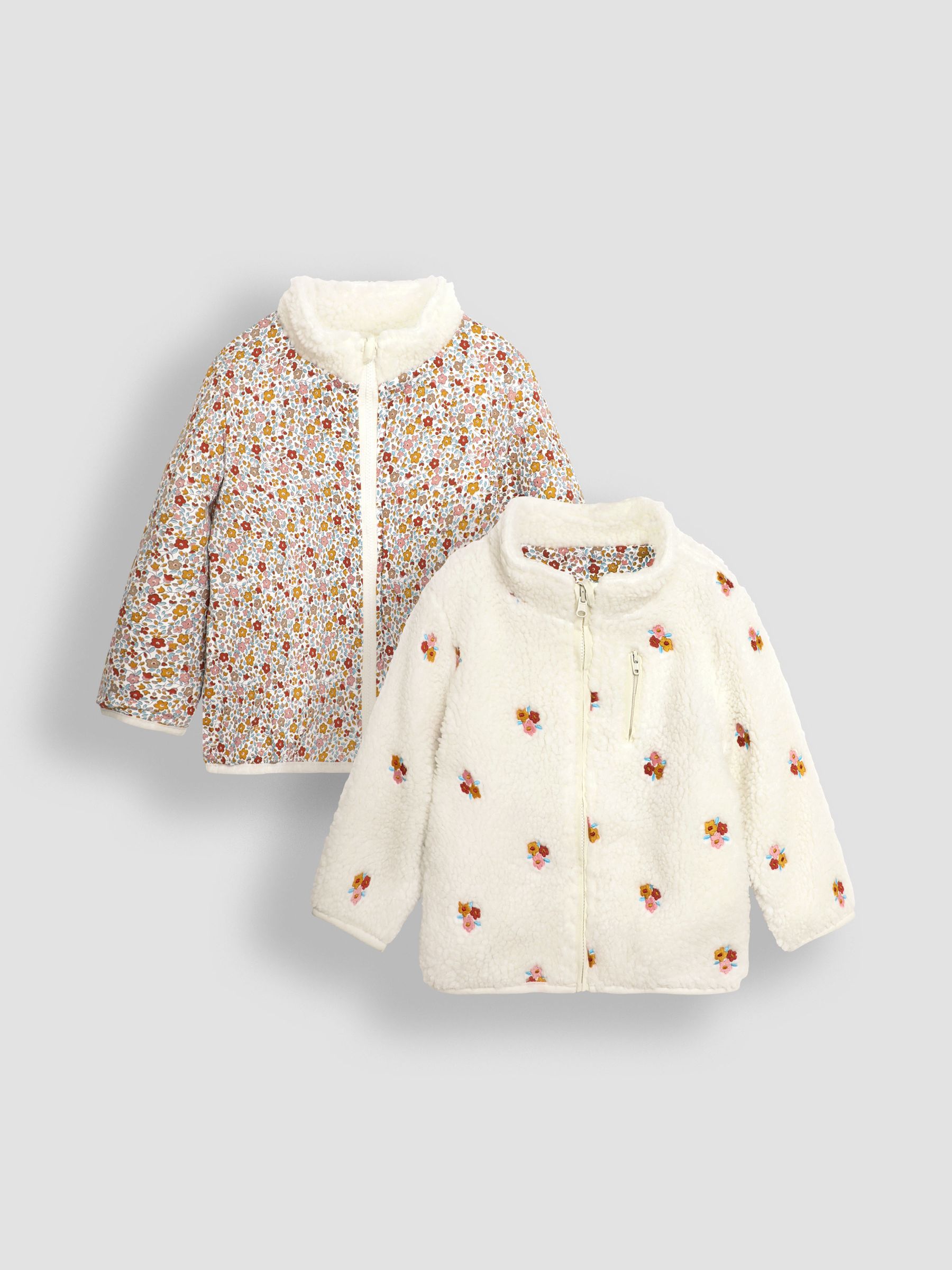 Cream Reversible Zip-Up Teddy Fleece - Image 1 of 6