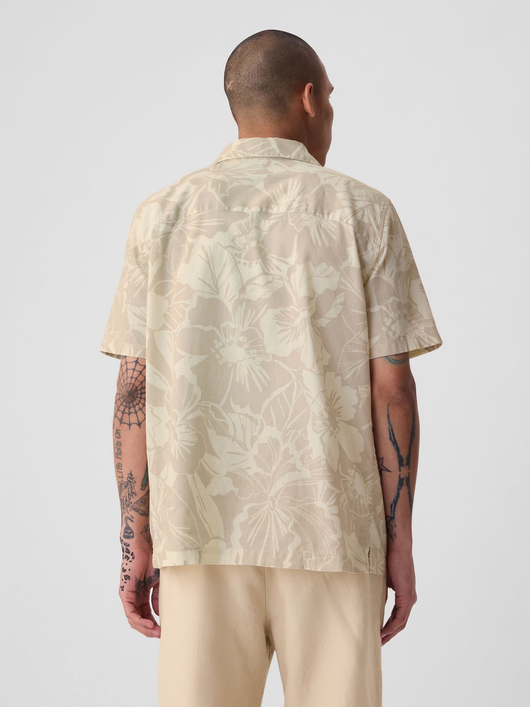 Beige Linen Cotton Short Sleeve Shirt - Image 2 of 4