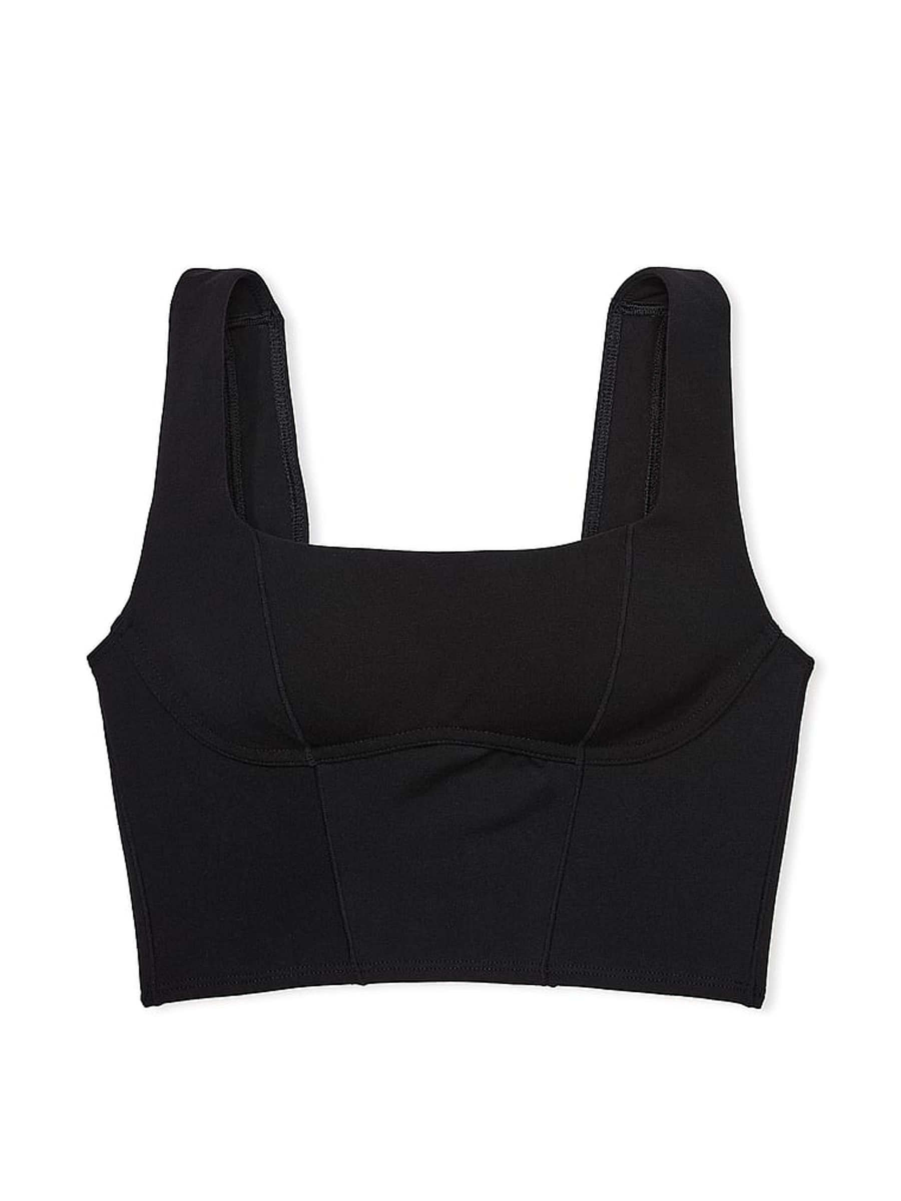 Black Shine Cotton Scoop Sports Bra Top - Image 3 of 3