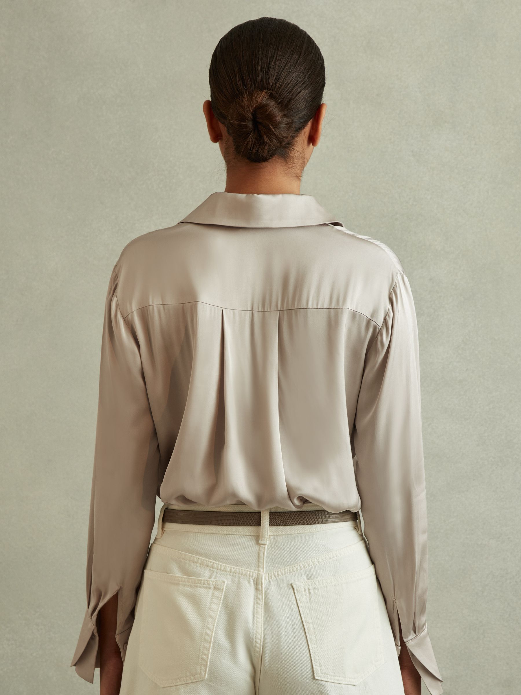 Fitted Layered Cuff Shirt in Stone - Image 4 of 5