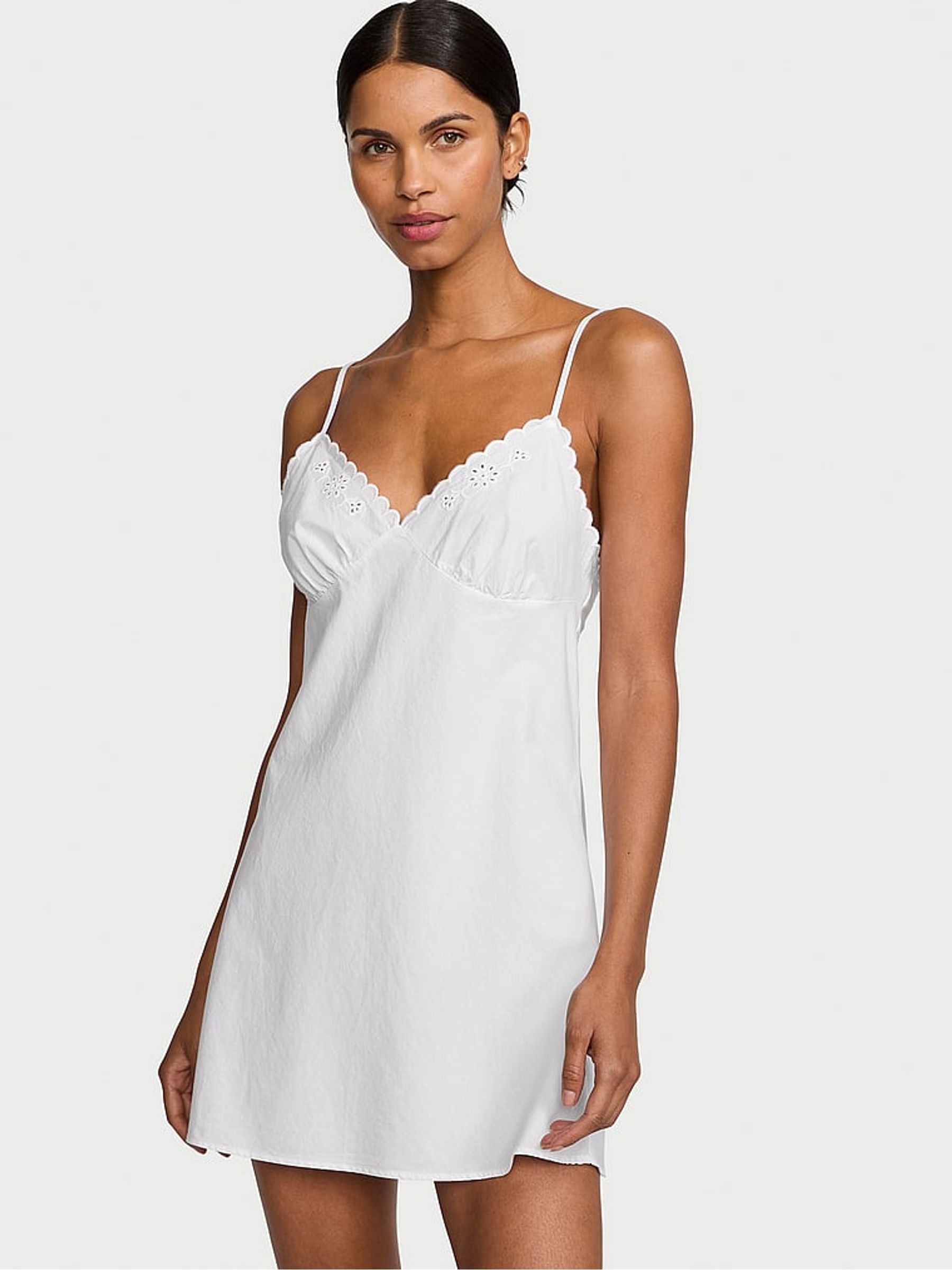 White Cotton Eyelit Slip Dress - Image 1 of 3