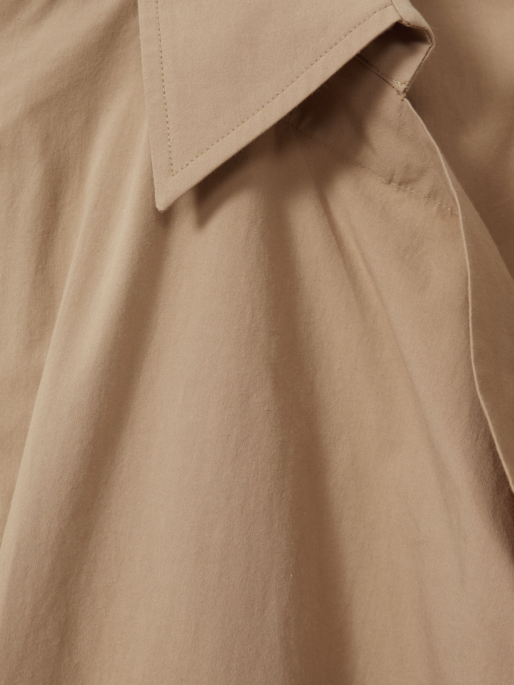 Cotton Blend Collared Cowl Neck Shirt in Stone - Image 5 of 5