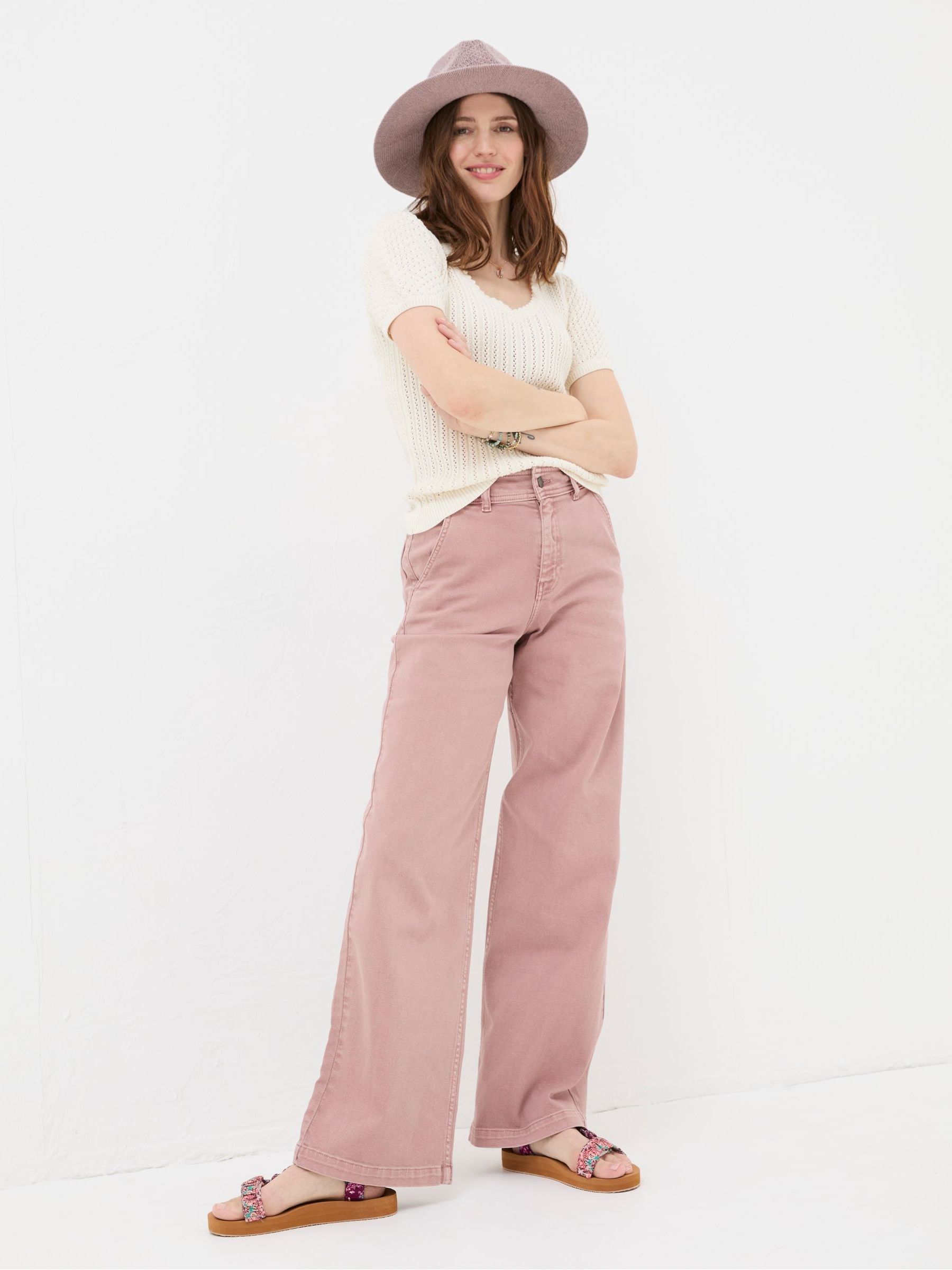 Cassie Pink Wide Leg Jeans - Image 1 of 6