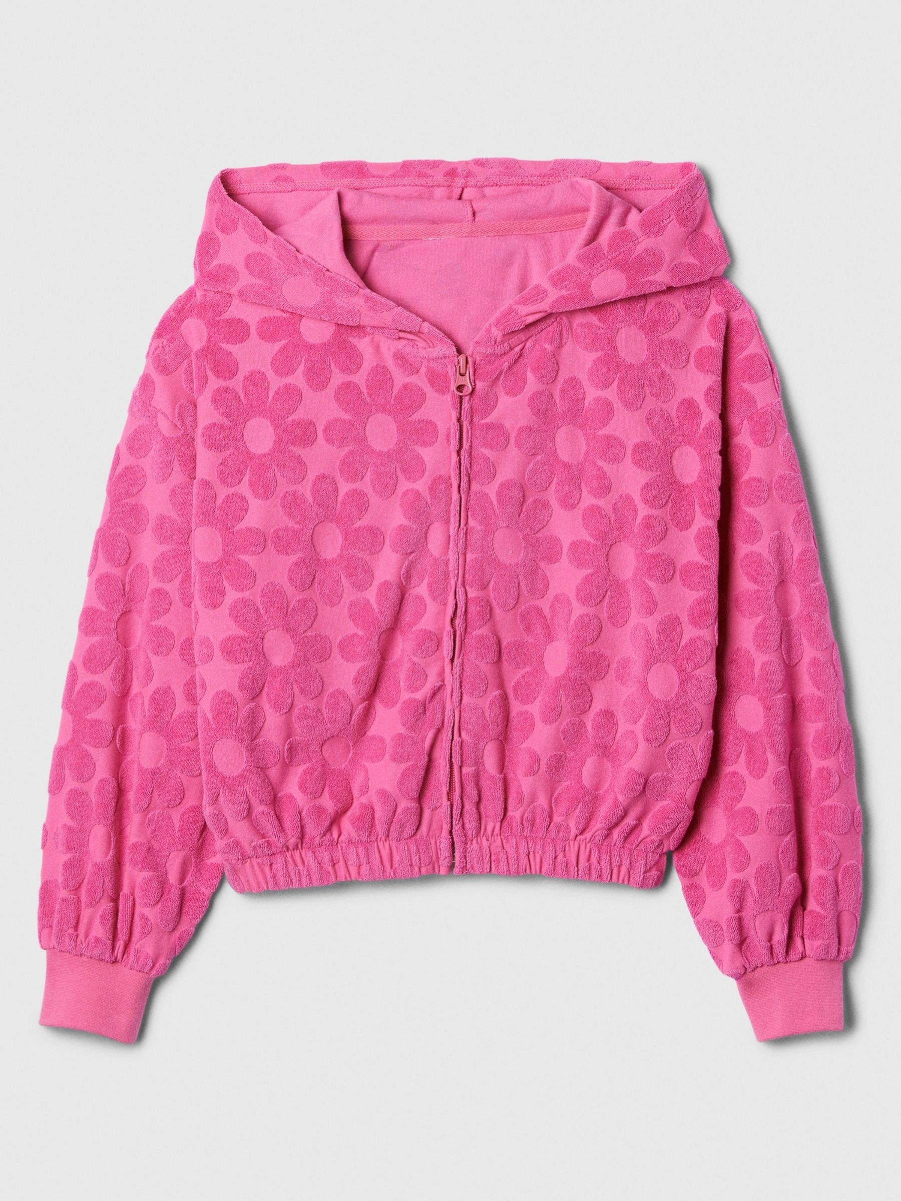Pink Towel Zip Up Hoodie (4-13yrs) - Image 1 of 2